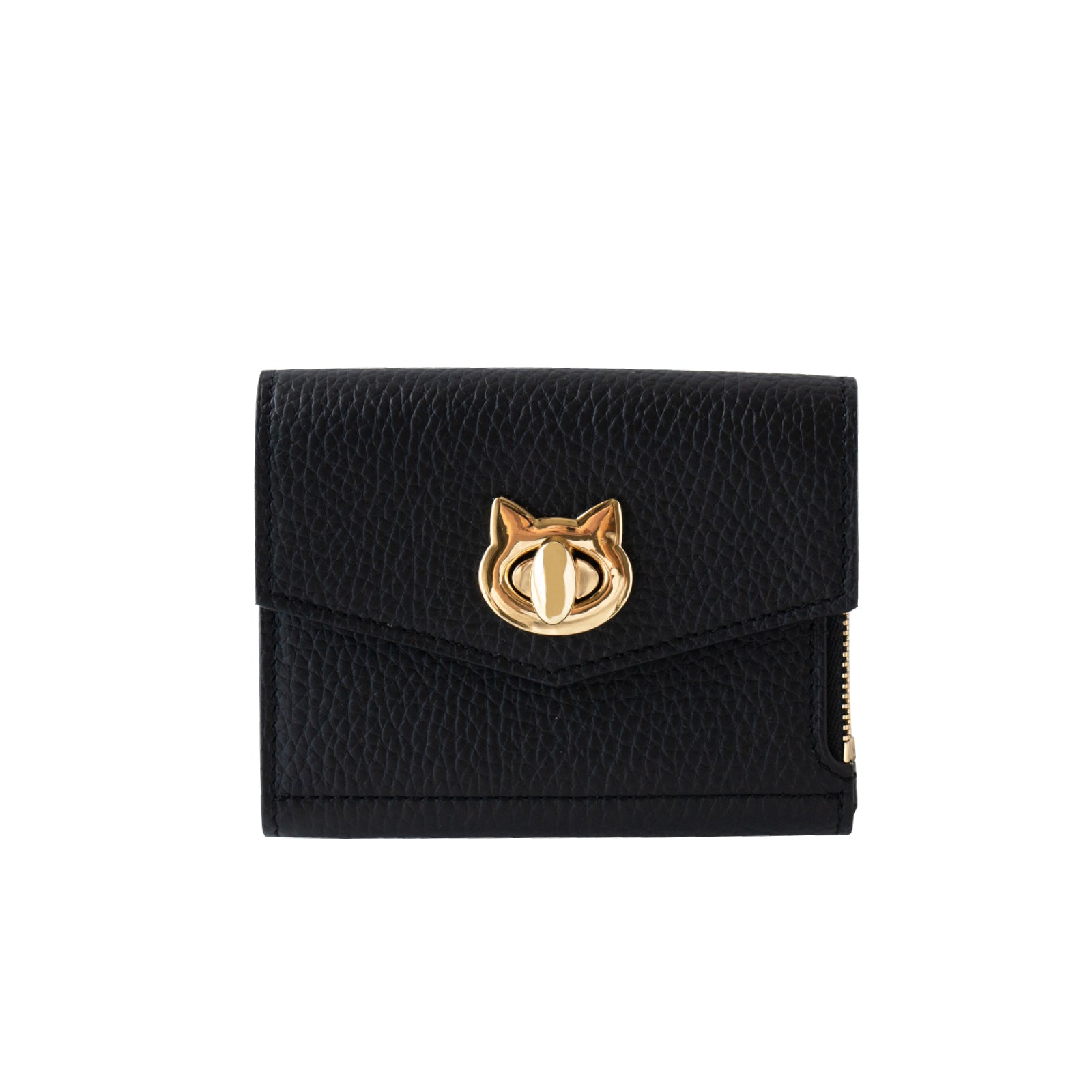 N'Apela Grande Cuir Mache Handy Wallet in Black with Gold Hardware