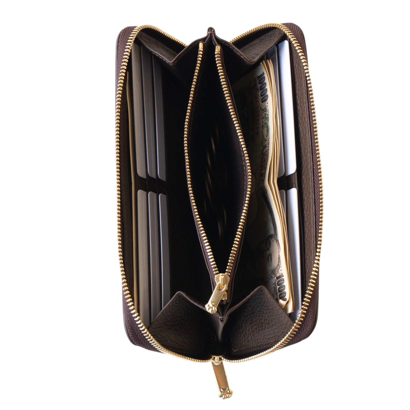 PAWラウンドファスナー長財布 キュイール・マッシュ / チョコ