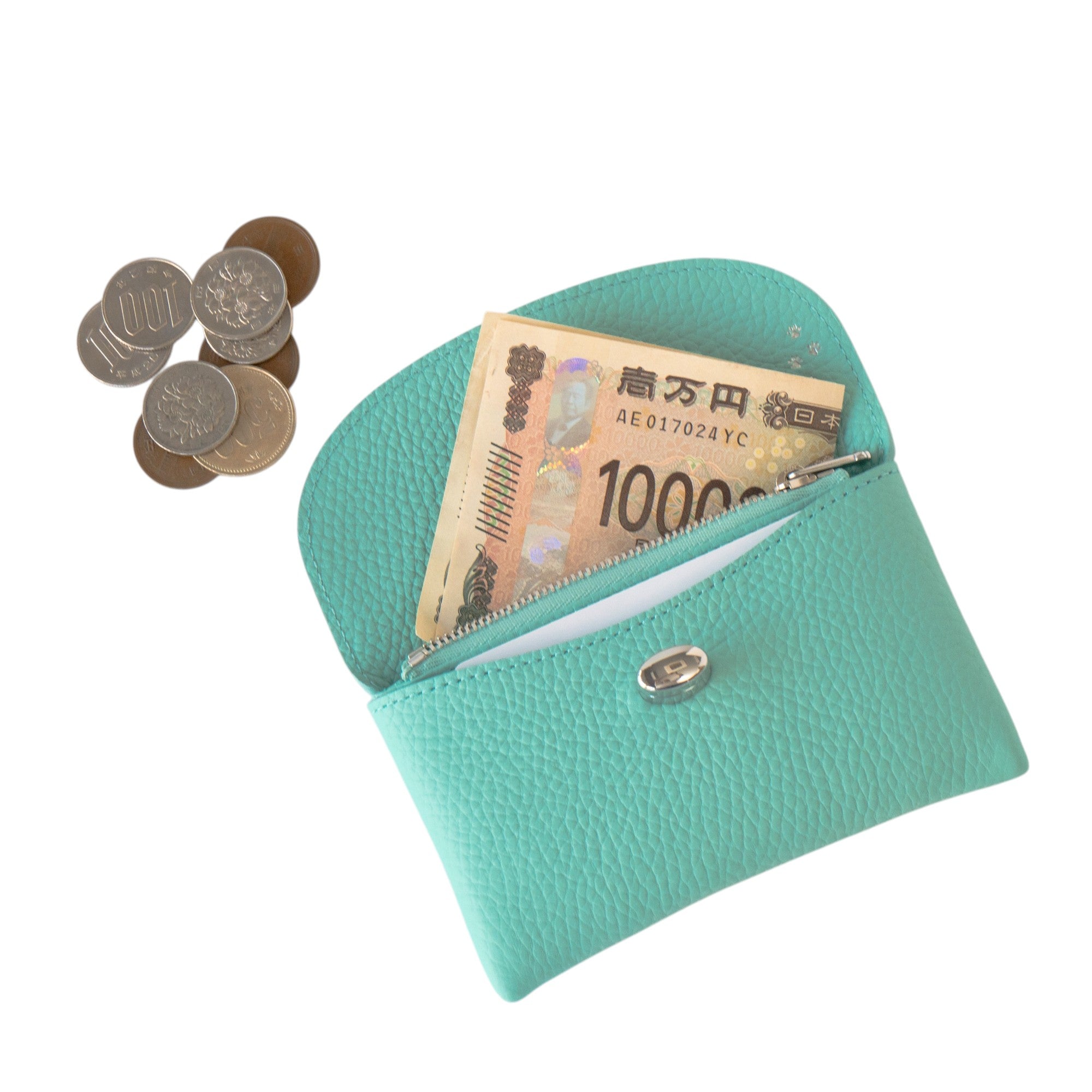 Flap Wallet Fleunie Medium Cuir Mash / Bleu Dragée