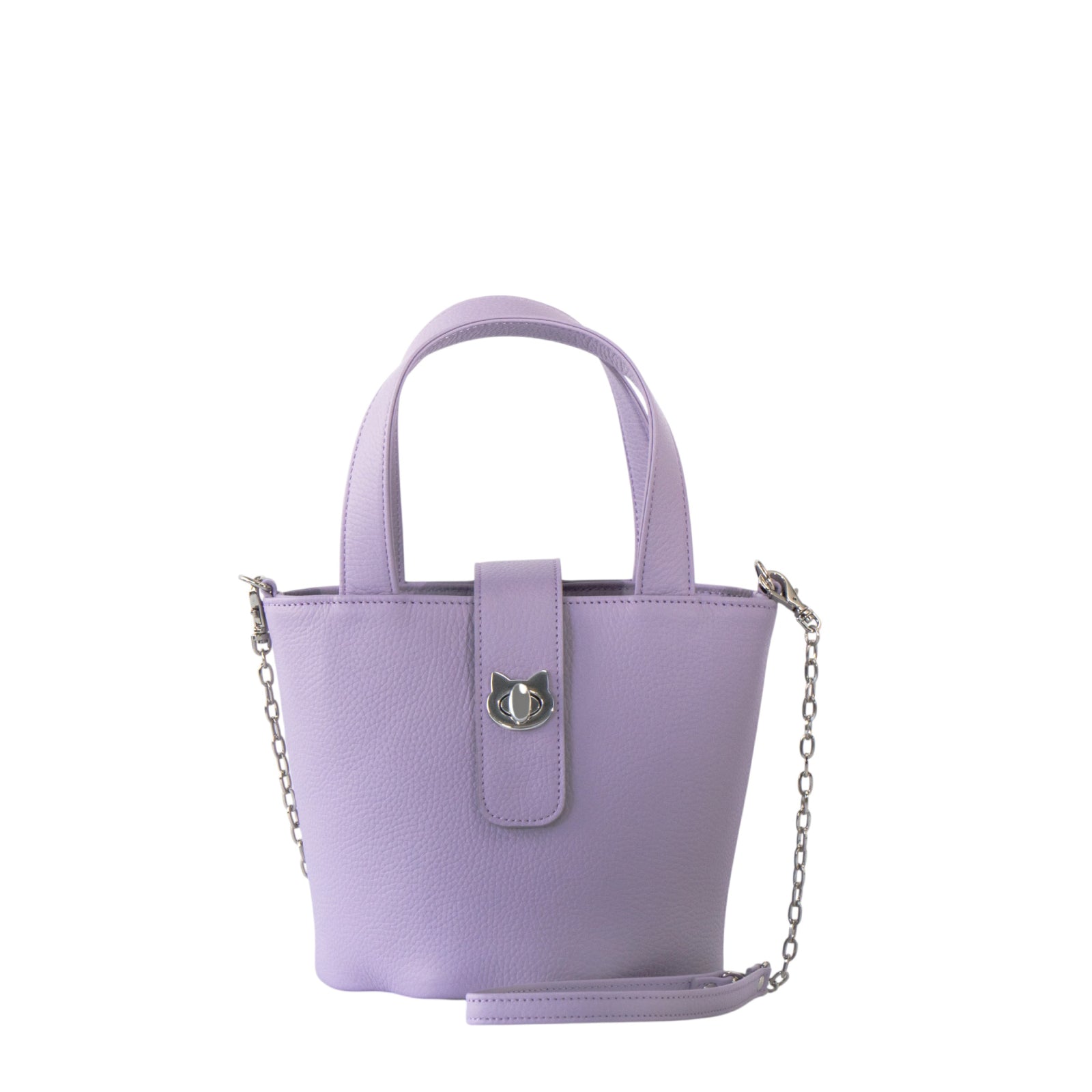 【3/20(金)20:00~ 数量限定】【さくらねこの日特別SET】チェーンショルダー付きミニバッグ・PAW (パウ) さくらねこチャームSET / ラベンダー