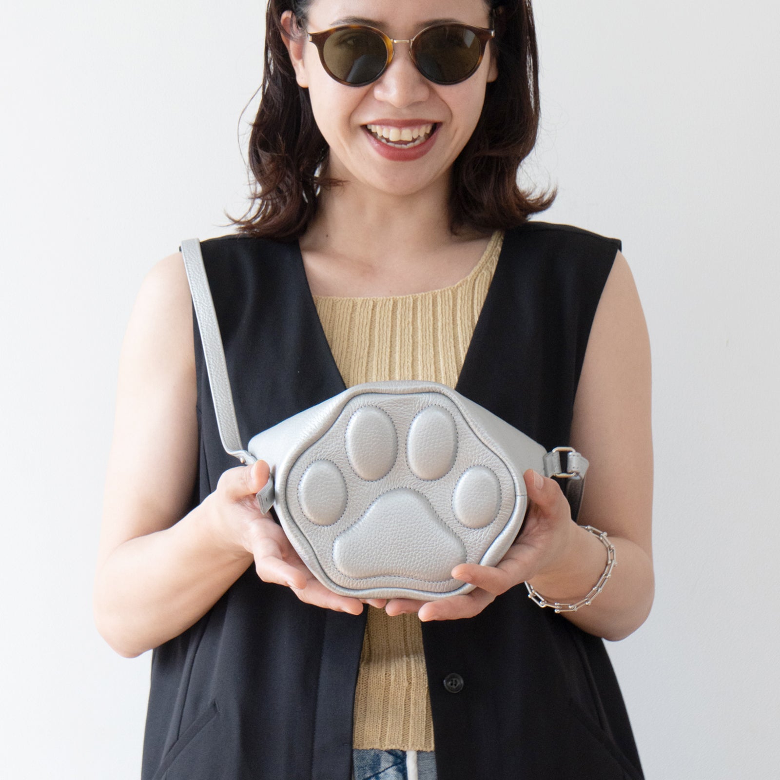Shoulder Bag PAW (Paw) Cuir Mash / Silver