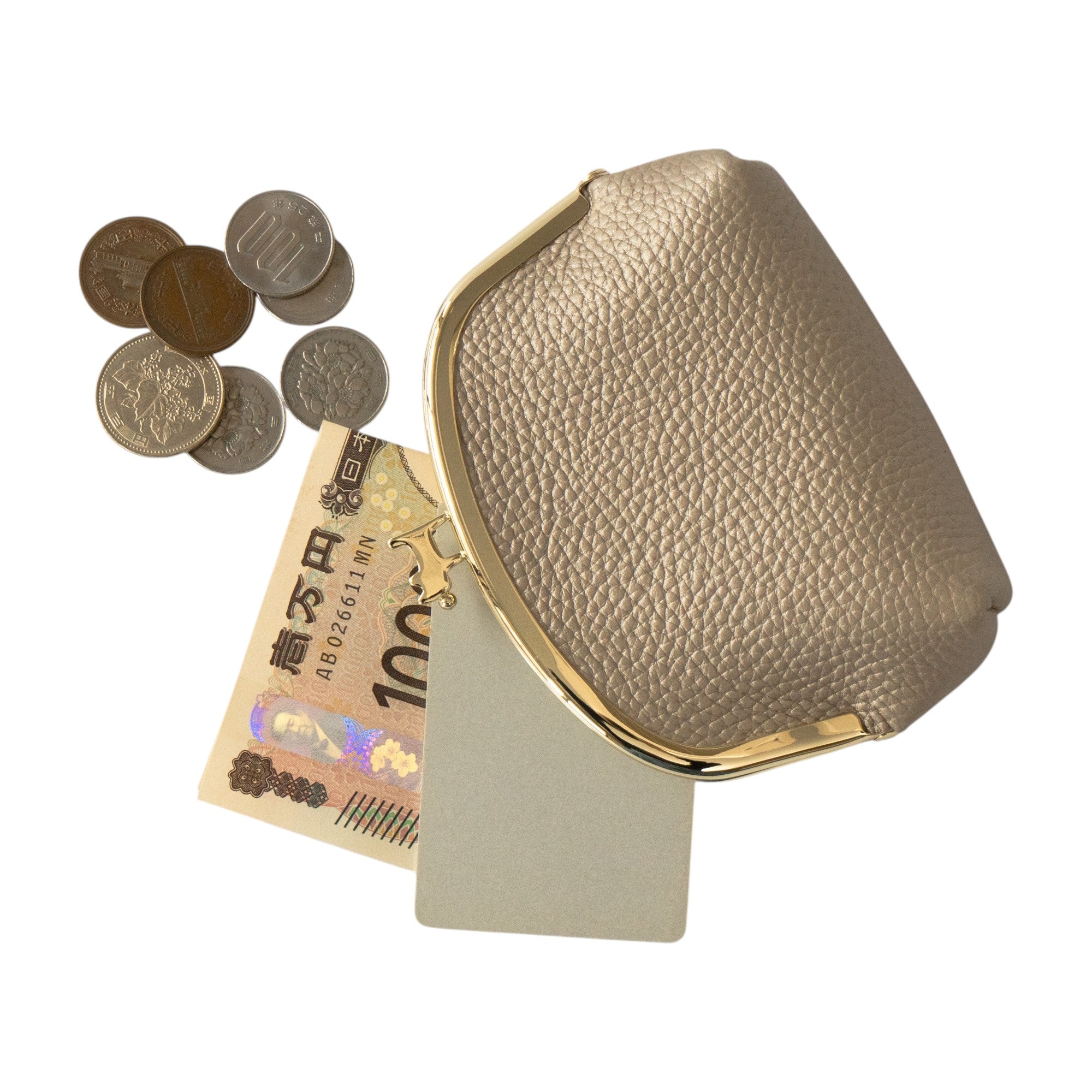 【期間限定:4/24(金)22:00〜26(日)】【受注生産】にゃまぐちポーチ キュイール・マッシュ / シャンパンゴールド