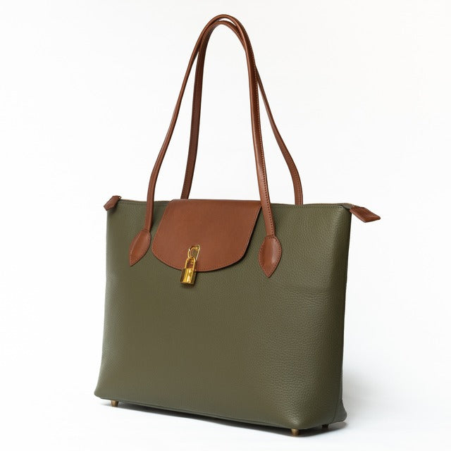 【おつとめ品セール】クロシェットA4トート キュイール・マッシュ/オリーブ