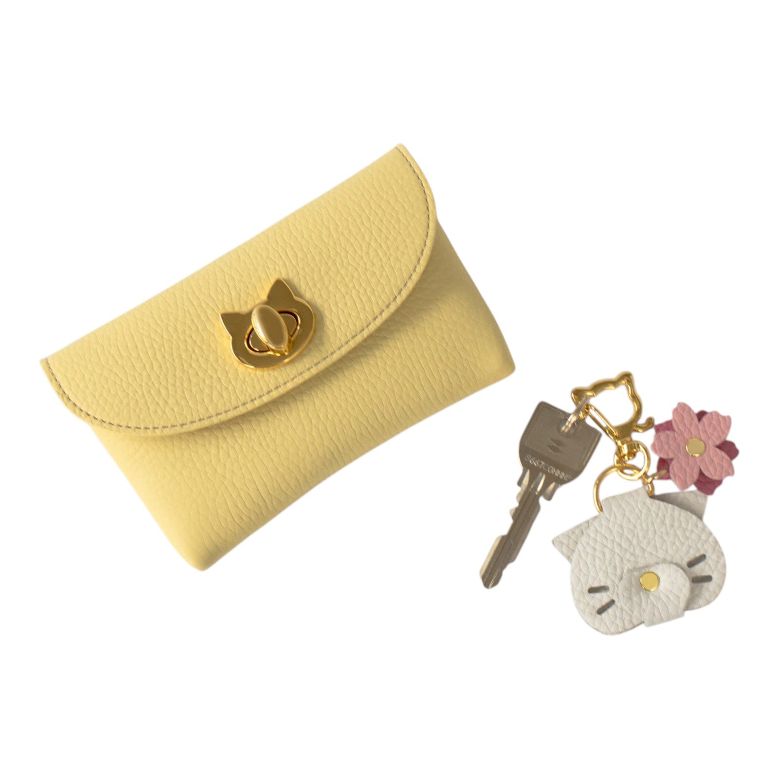 Flap Wallet - Frounya Medium Sakura Neko Charm SET / Jaune Poussin