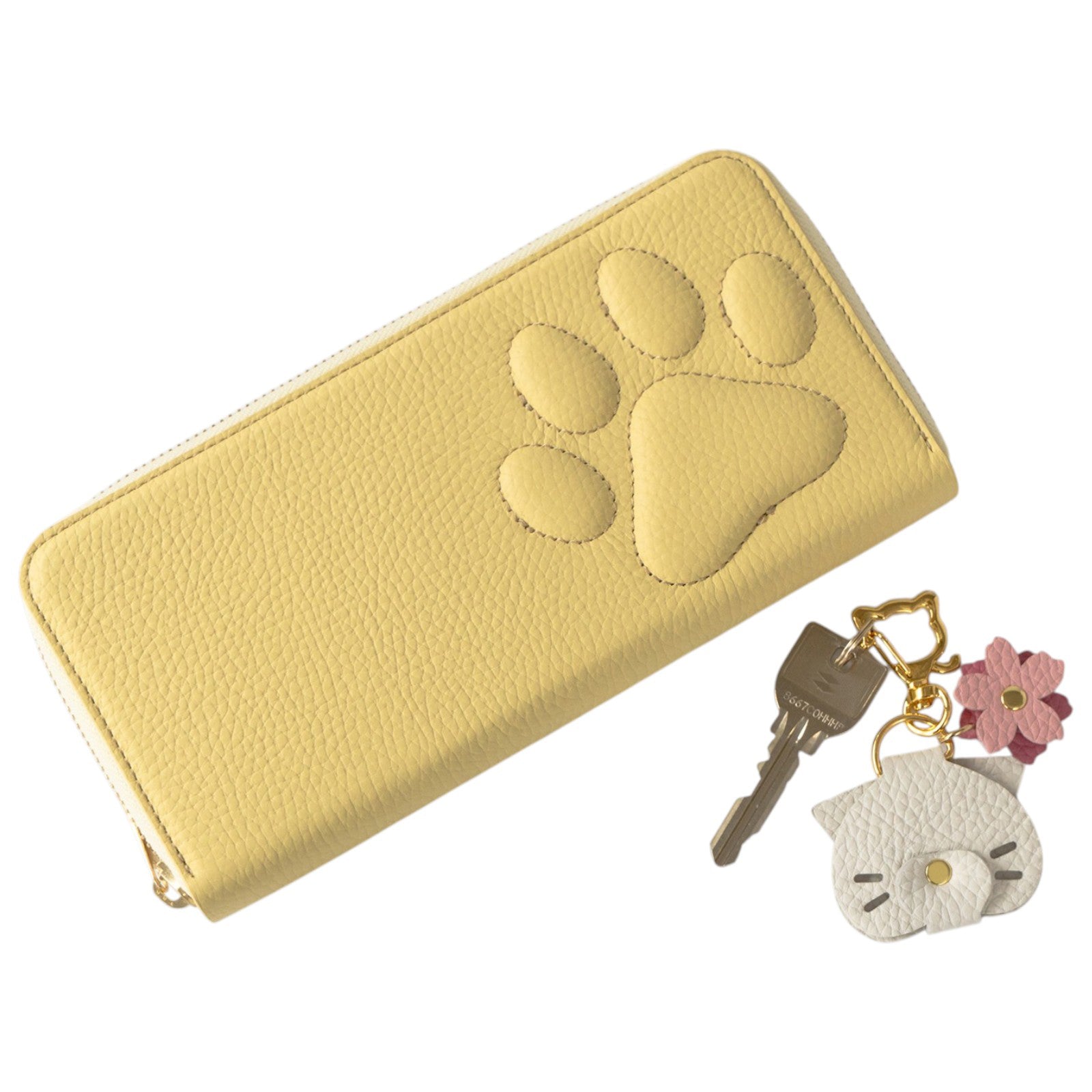 【3/20(金)20:00~ 数量限定】【さくらねこの日特別SET】PAWラウンドファスナー長財布 さくらねこチャームSET / ジョーヌプッサン