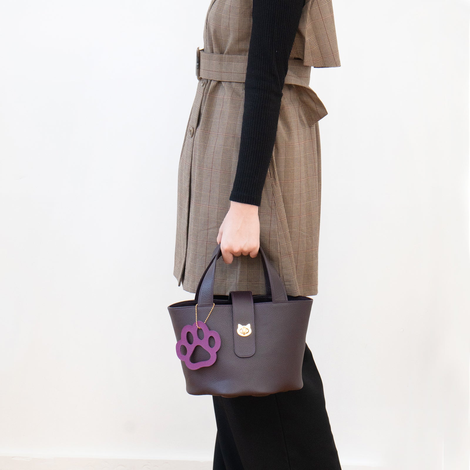 【1月中旬お届け】バケットバッグ PAW (パウ) 肉球チャームセット キュイールマッシュ / レザン