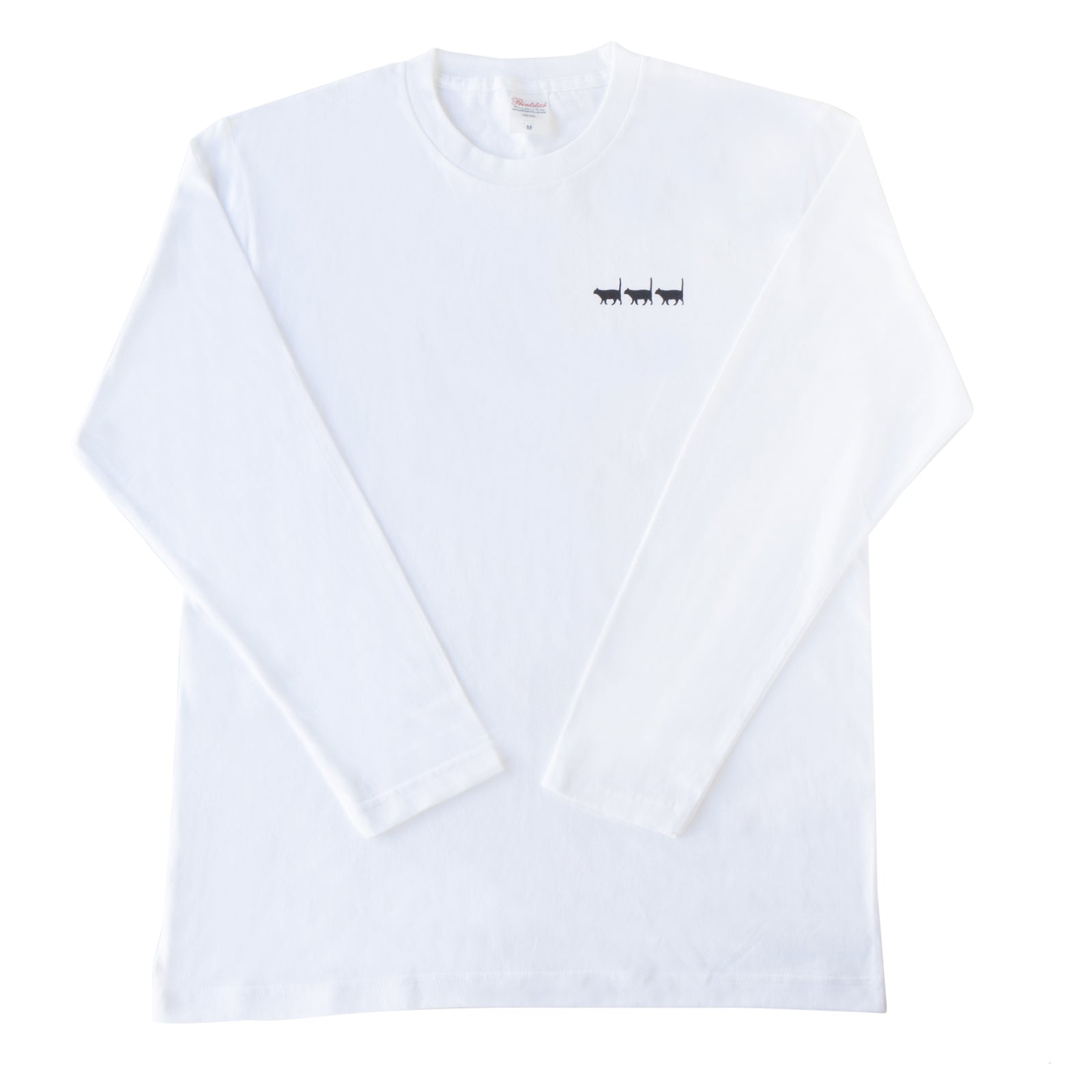 猫プリントロングTシャツ [黒猫の行進] / ホワイト -Philosophii &lt