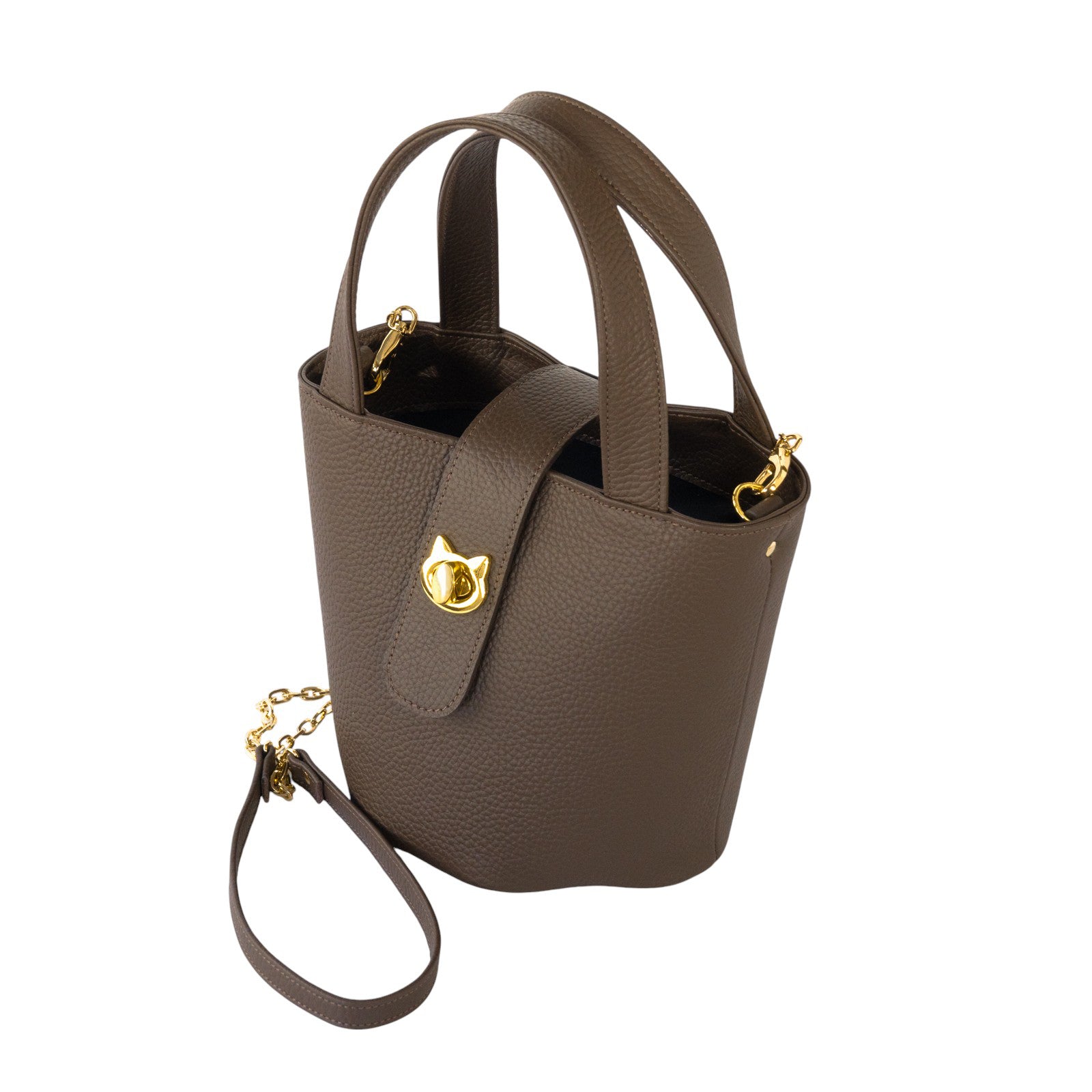 チェーンショルダー付きミニバッグ・PAW (パウ) キュイール・マッシュ / チョコ