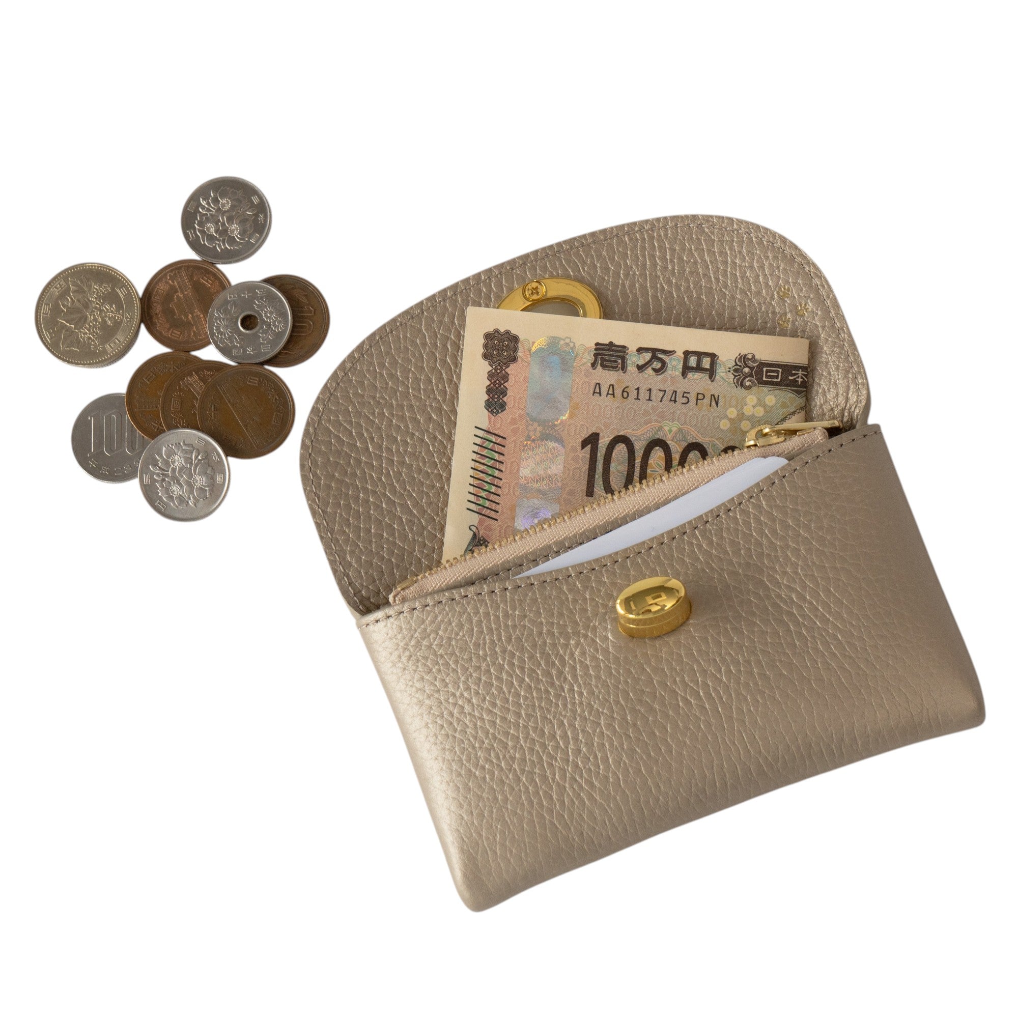 【数量限定】フラップウォレット・フルーニャ ミディアム 招き猫チャーム付きSET / シャンパンゴールド