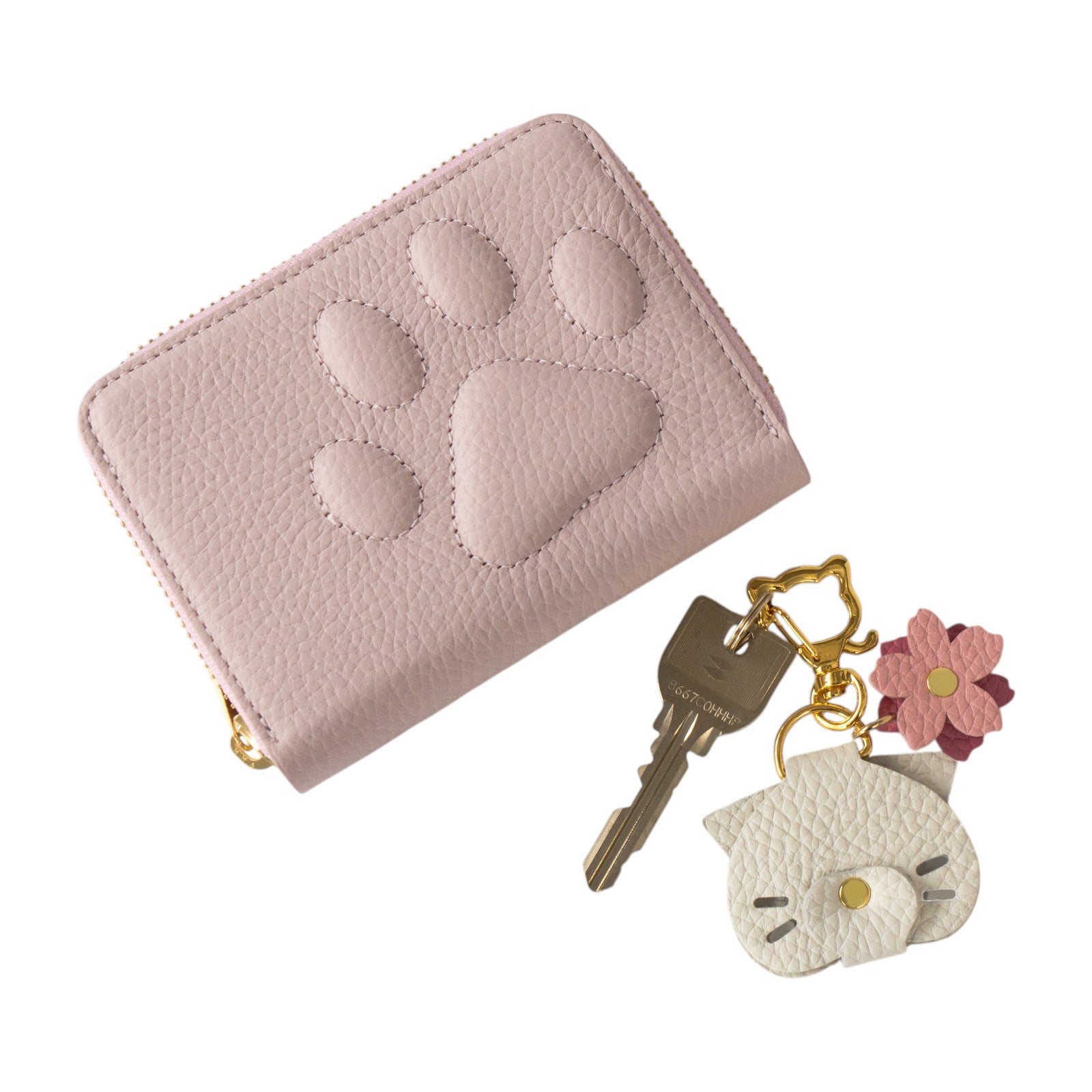 【3/20(金)20:00~ 数量限定】【さくらねこの日特別SET】PAWラウンドファスナーミドル財布 さくらねこチャームSET / モーヴシルヴェスティン