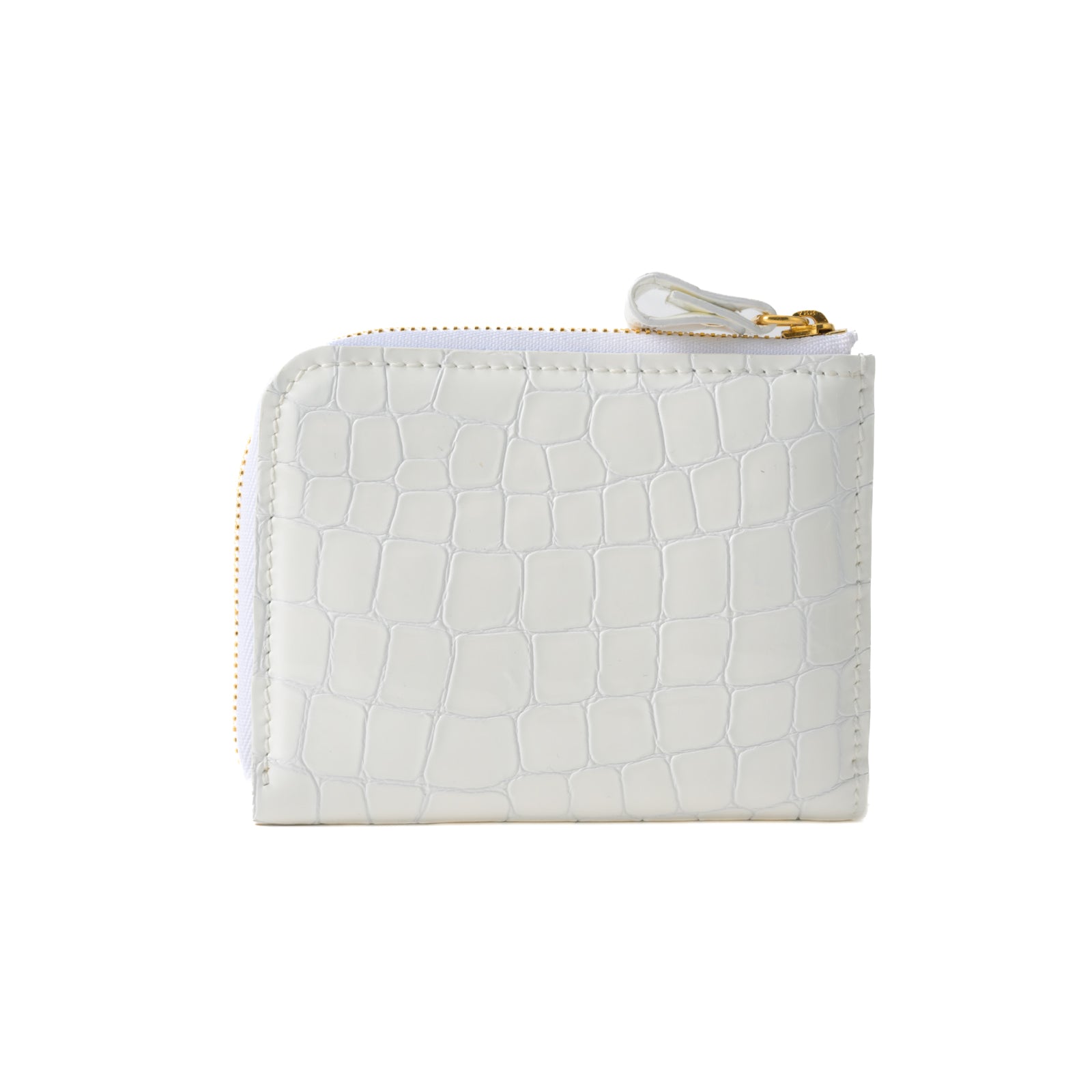 L-shaped zipper minimal wallet in Chromer leather / Pure White