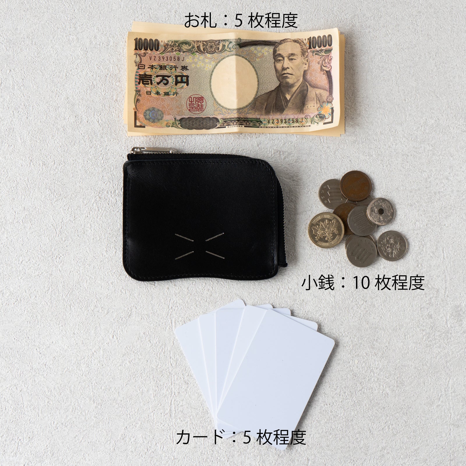【5/22(木) 1日限定販売】トムキャットファスニャーミニウォレット キップレザー / ブラック