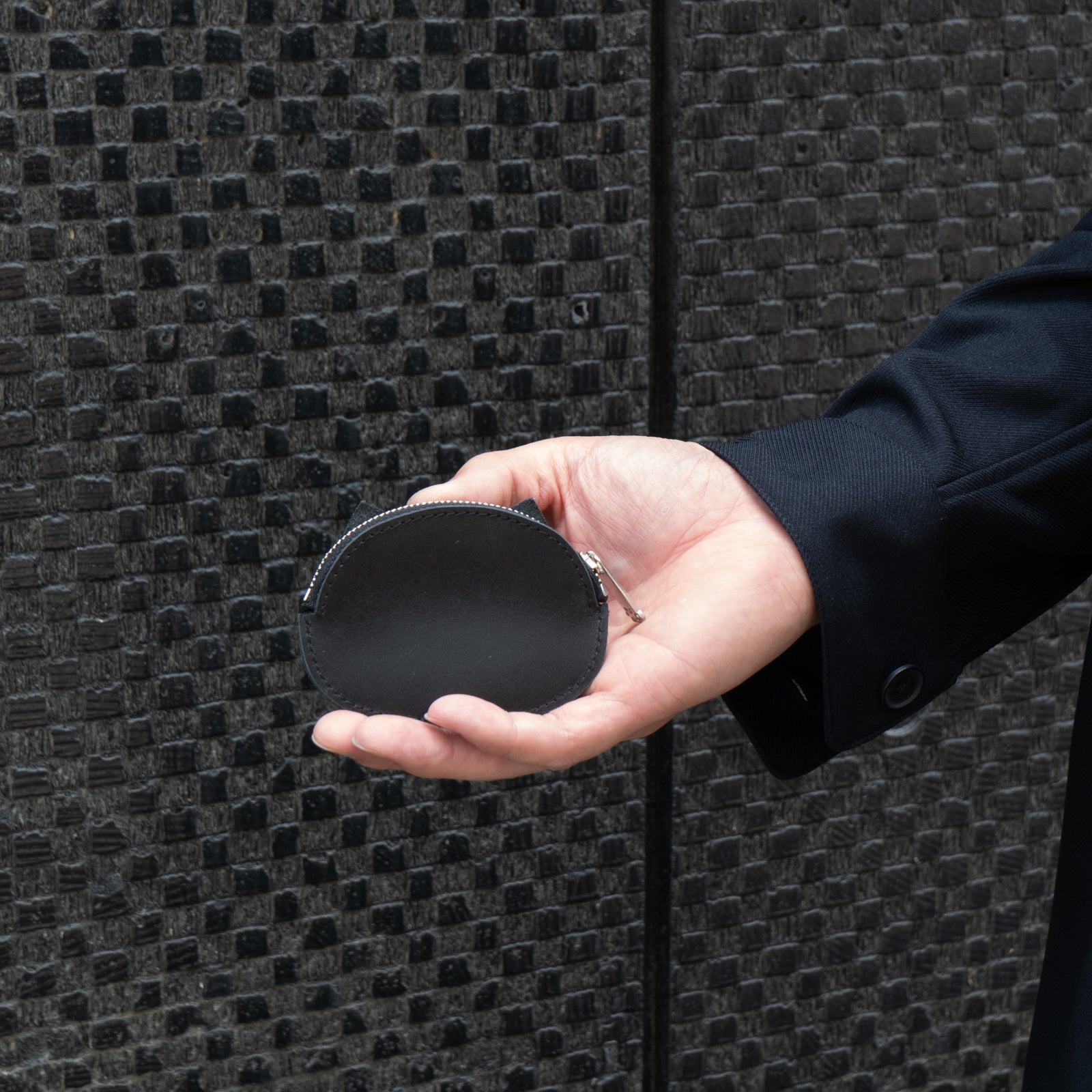 Tomcat Cat Face Coin Case Kip Leather / Black