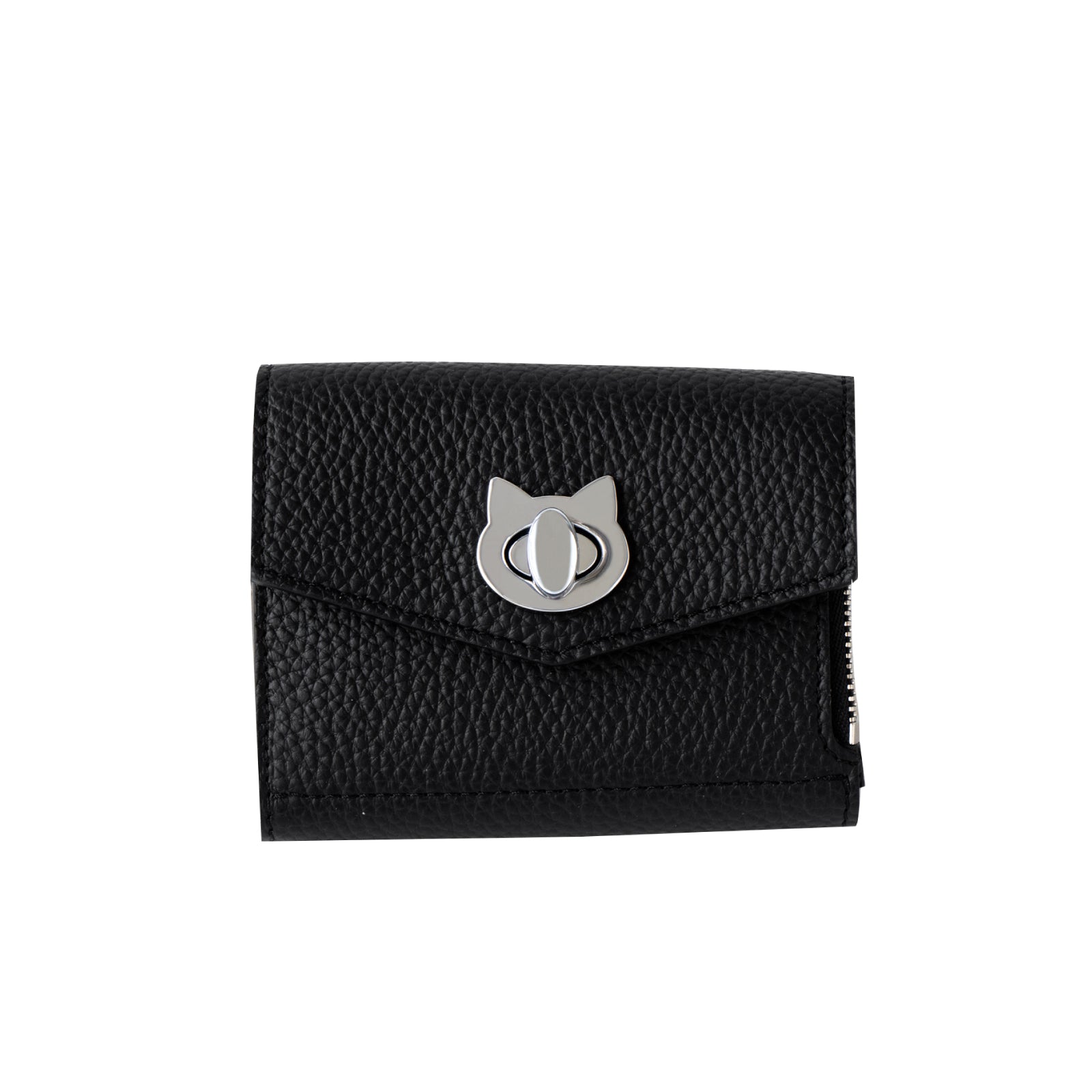 N'Apela Grande Cuir Mache Handy Wallet in Black with Silver Hardware