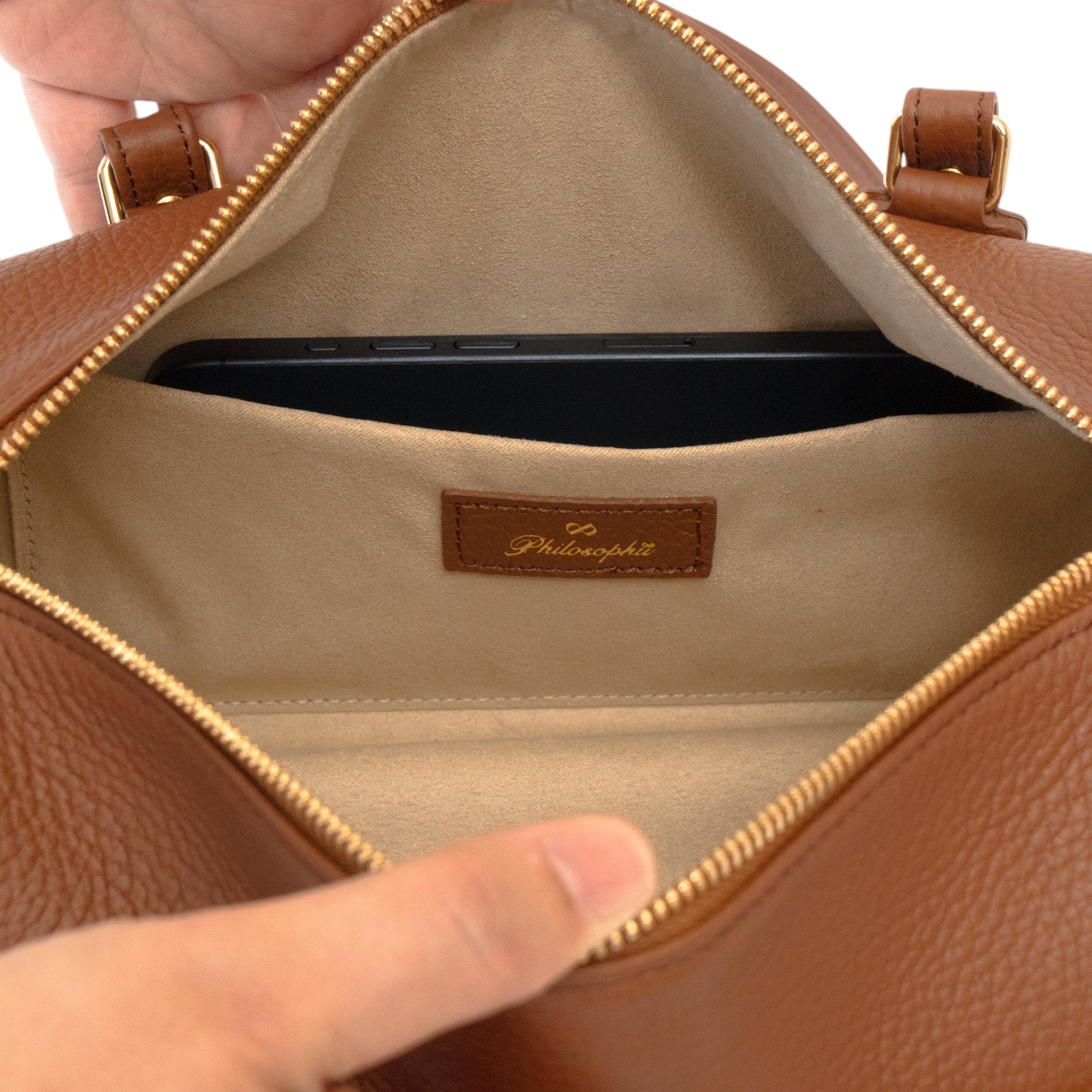 Mini Boston Bag - PAW Cuir Mash / Camel