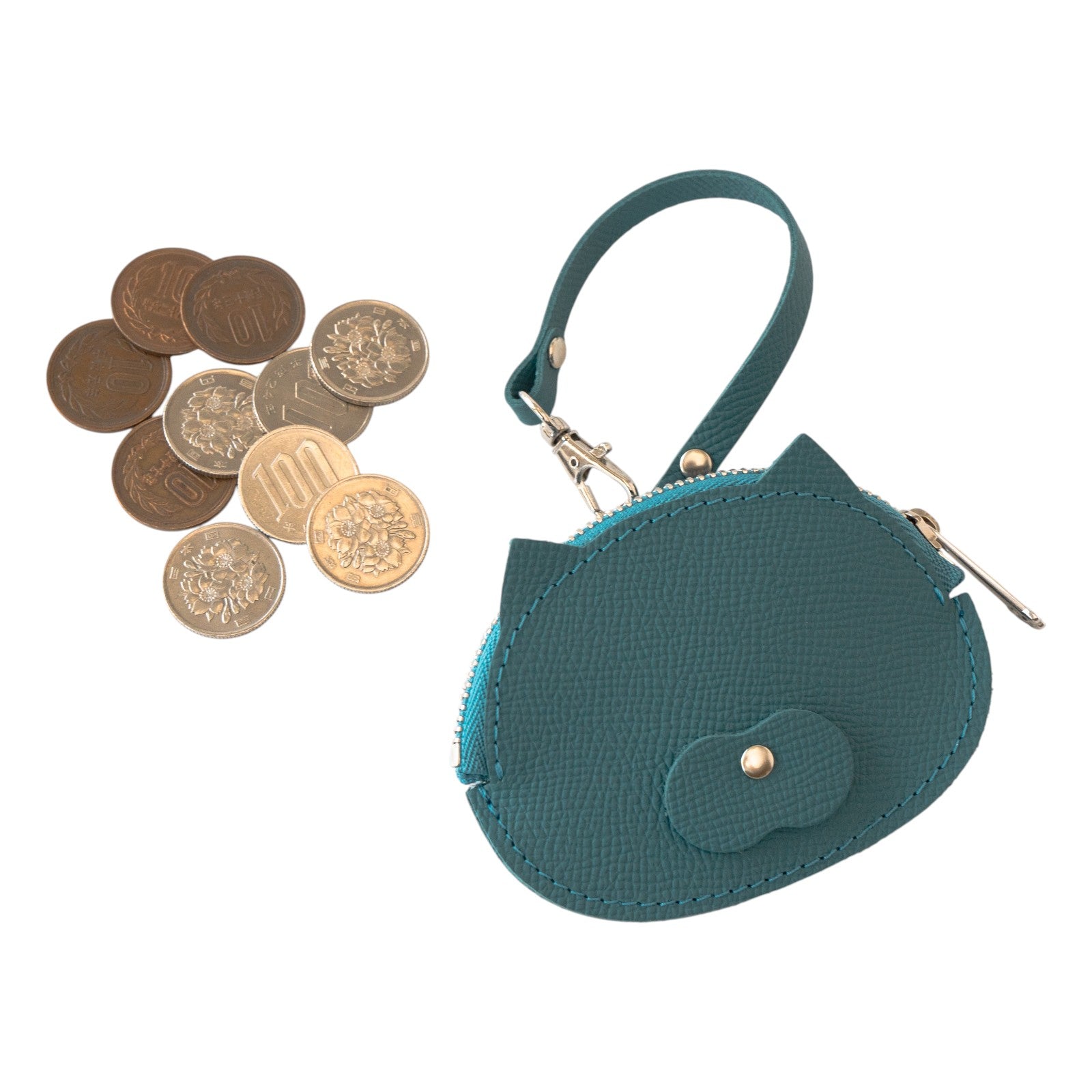 Nyan Face Coin Purse, Veau Epsom / Blue Jean