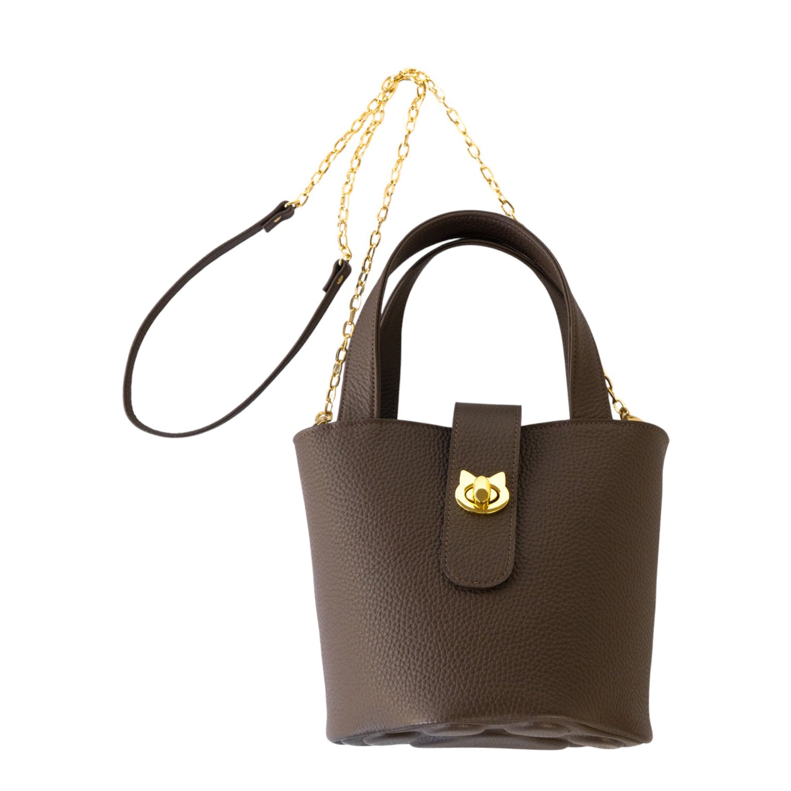 PAW Cuir Mache Mini Bag with Chain Shoulder Strap / Chocolate