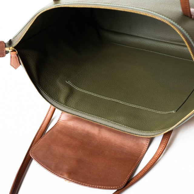 【おつとめ品セール】クロシェットA4トート キュイール・マッシュ/オリーブ