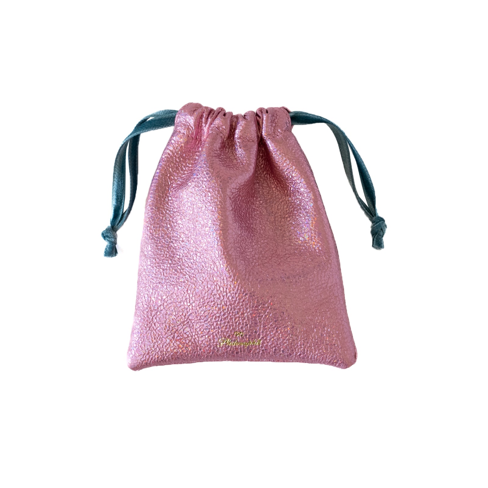 Mini drawstring pouch prism leather