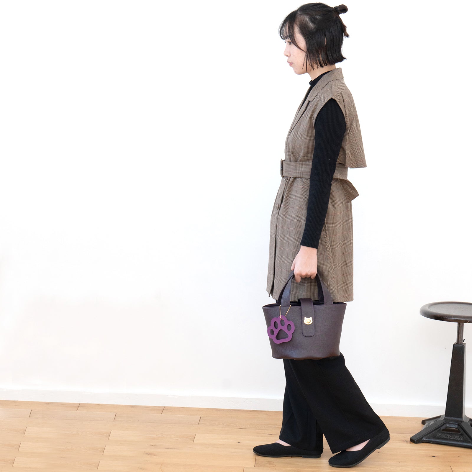 【1月中旬お届け】バケットバッグ PAW (パウ) 肉球チャームセット キュイールマッシュ / レザン