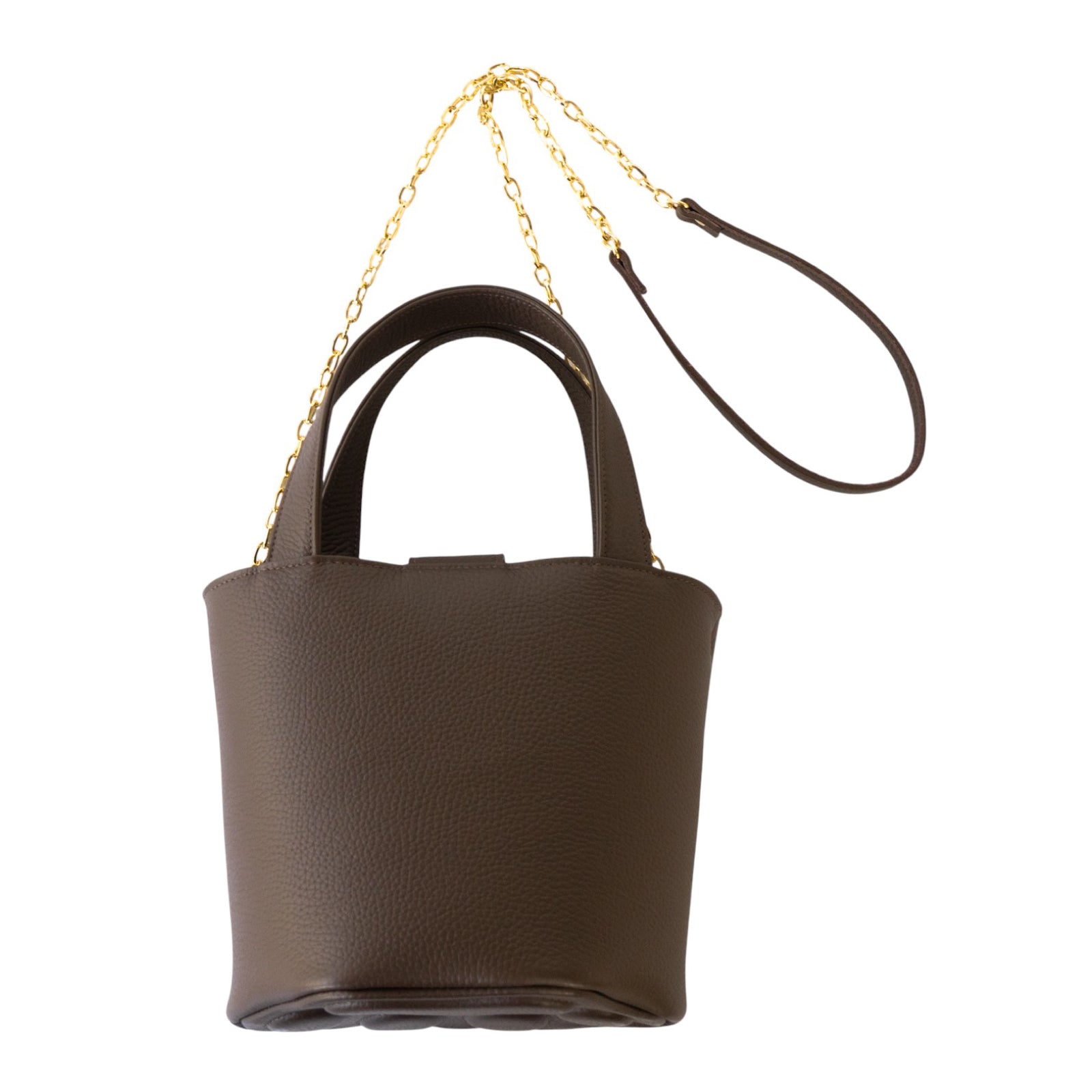 PAW Cuir Mache Mini Bag with Chain Shoulder Strap / Chocolate
