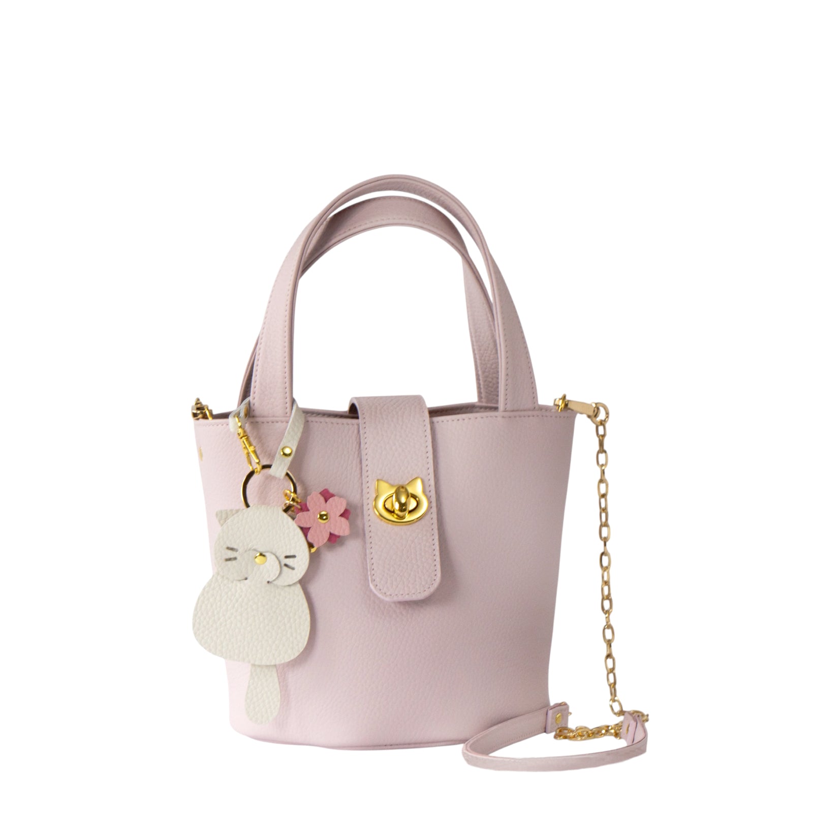 【3/20(金)20:00~ 数量限定】【さくらねこの日特別SET】チェーンショルダー付きミニバッグ・PAW (パウ) さくらねこチャームSET / モーヴシルヴェスティン