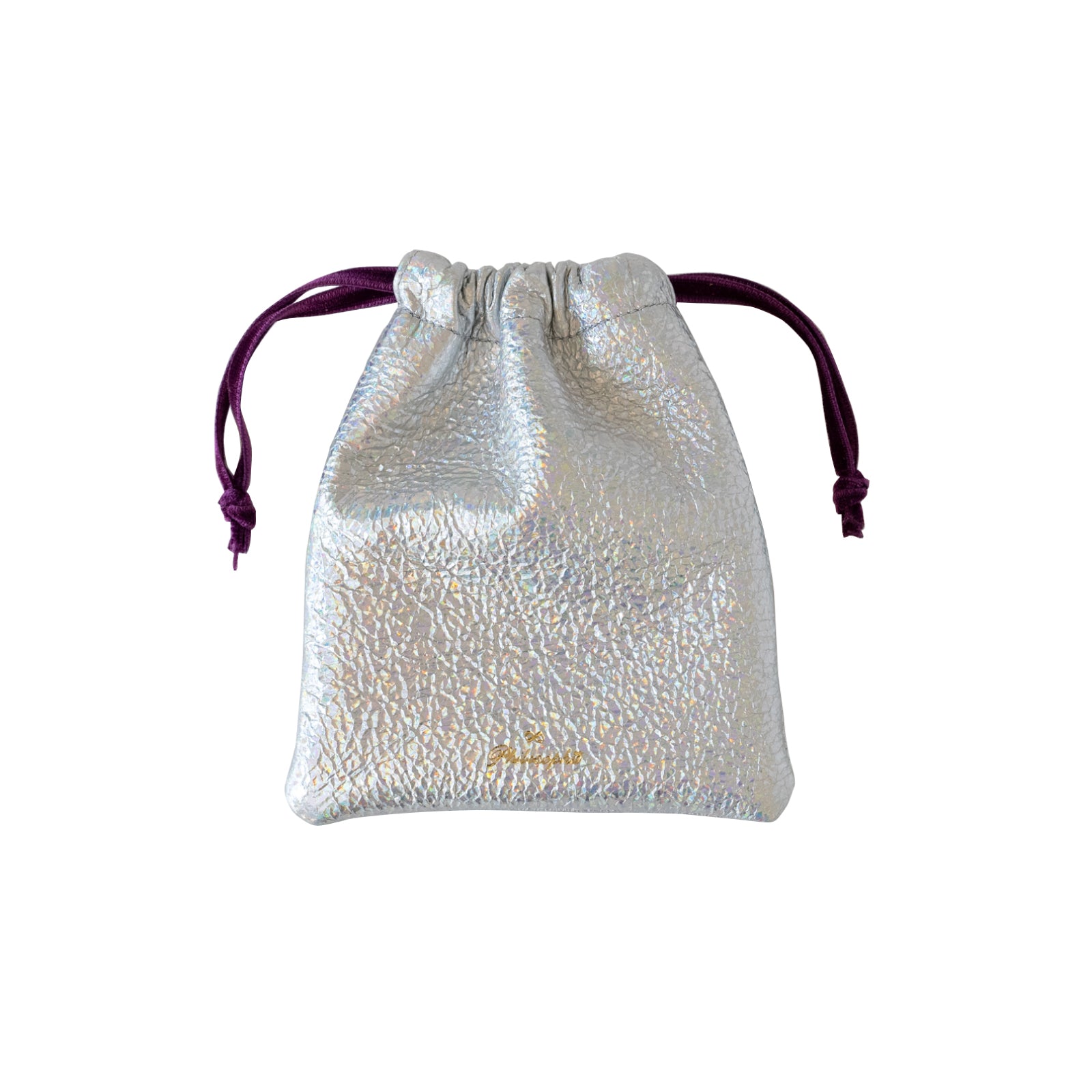 Mini drawstring pouch prism leather