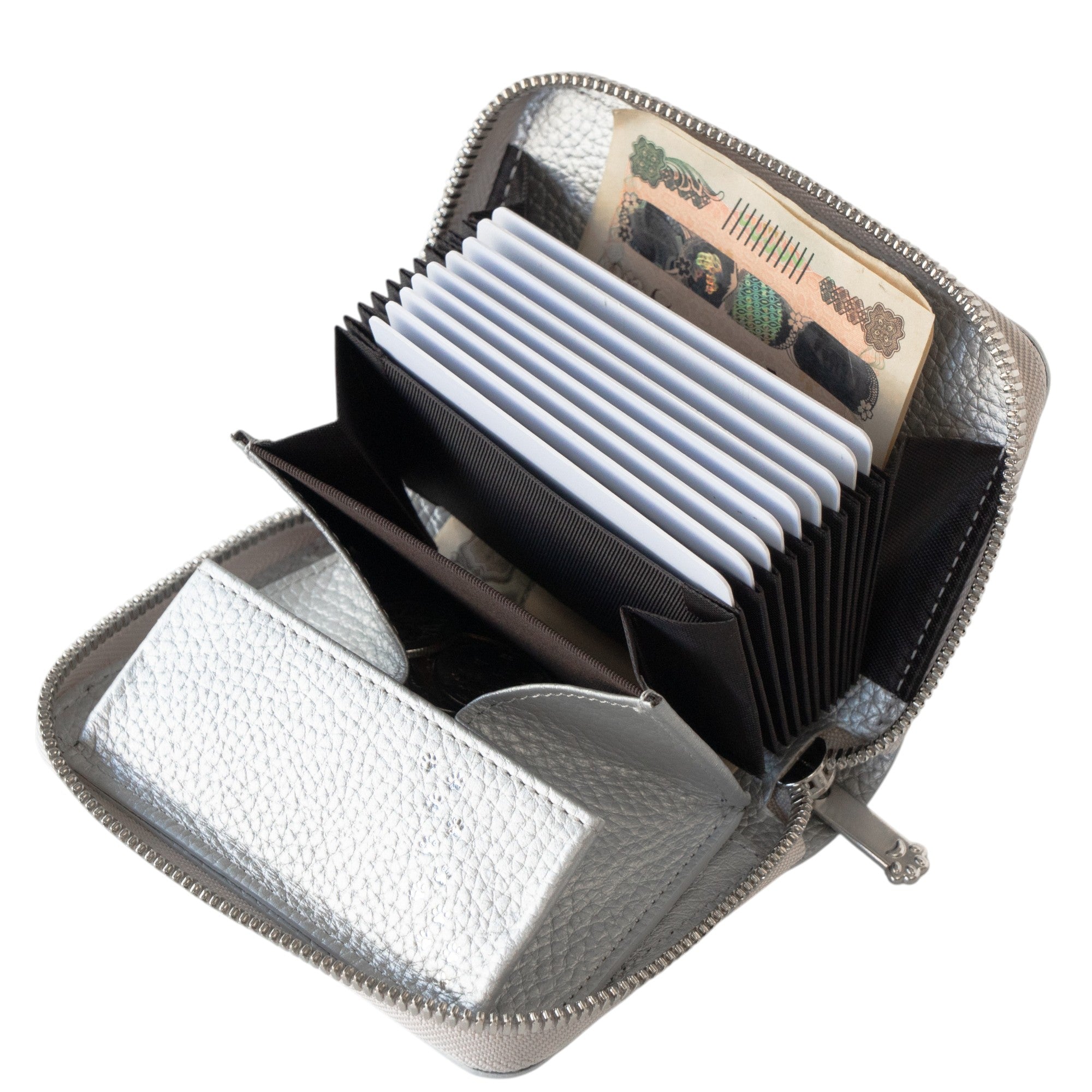 PAW Zippered Mid-Wallet Cuir Mash / Silver