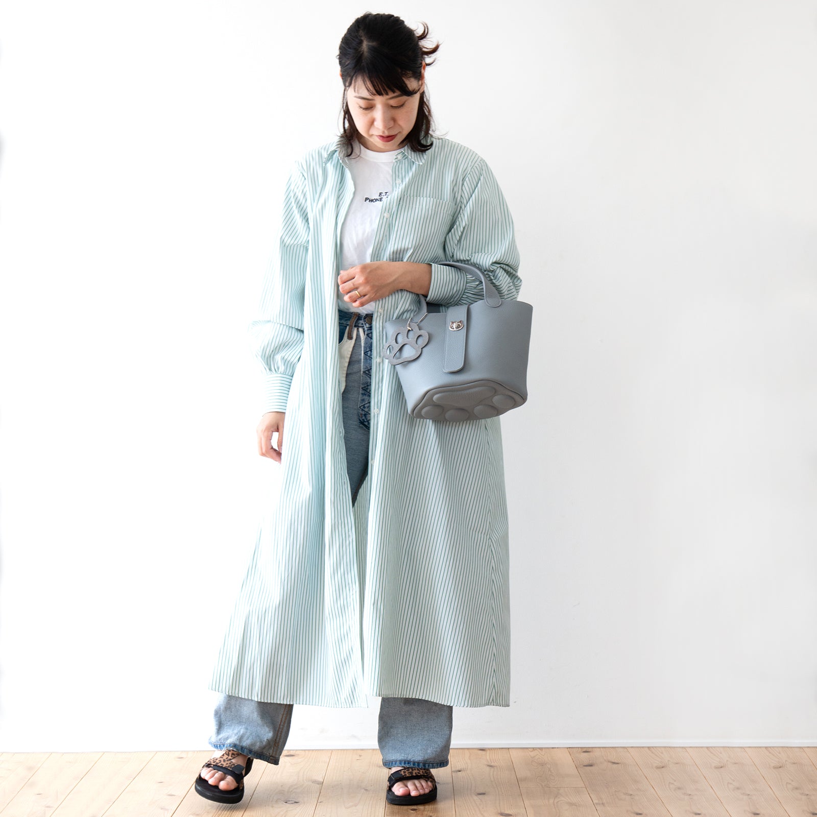 Limited Quantity: PAW Baguette Bag with Paw Print Charm in Taurillon Clemence/Ice Grey