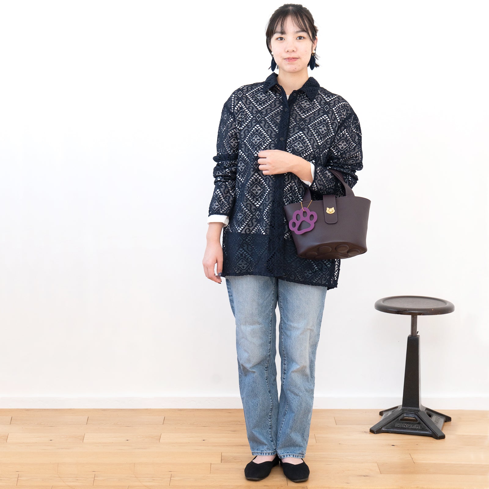 【1月中旬お届け】バケットバッグ PAW (パウ) 肉球チャームセット キュイールマッシュ / レザン