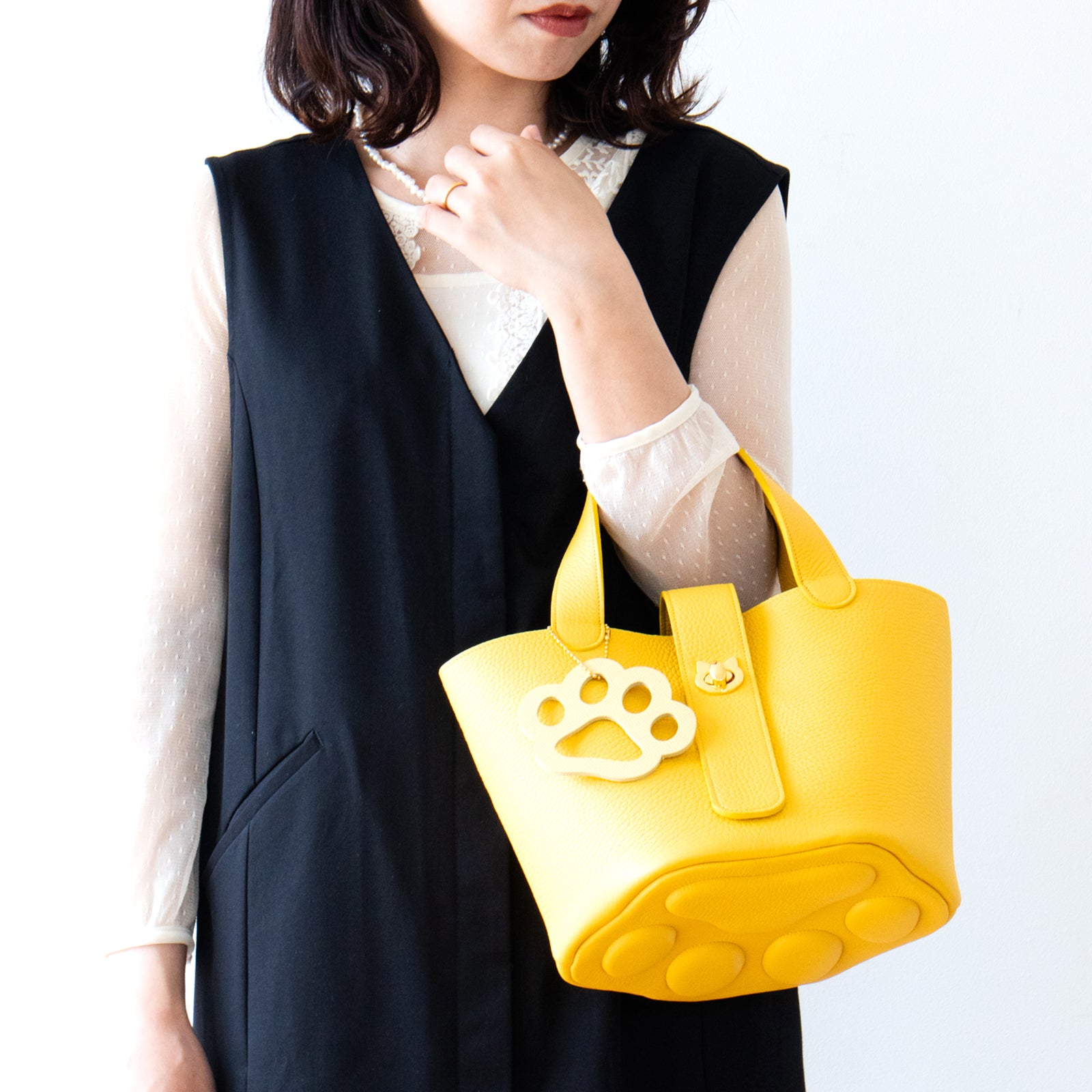 【数量限定 】バゲットバッグ PAW (パウ) 肉球チャーム付き トリヨンクレマンス / イエロー