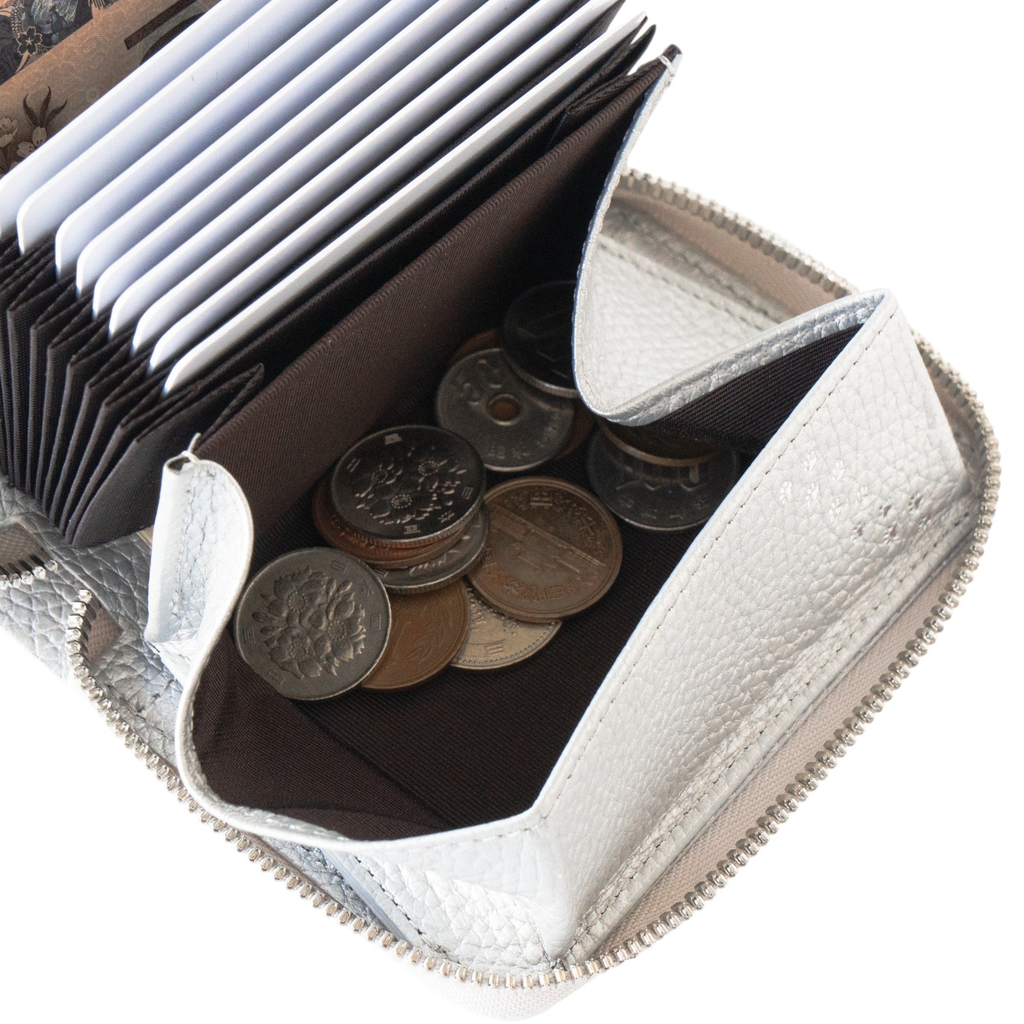 PAW Zippered Mid-Wallet Cuir Mash / Silver