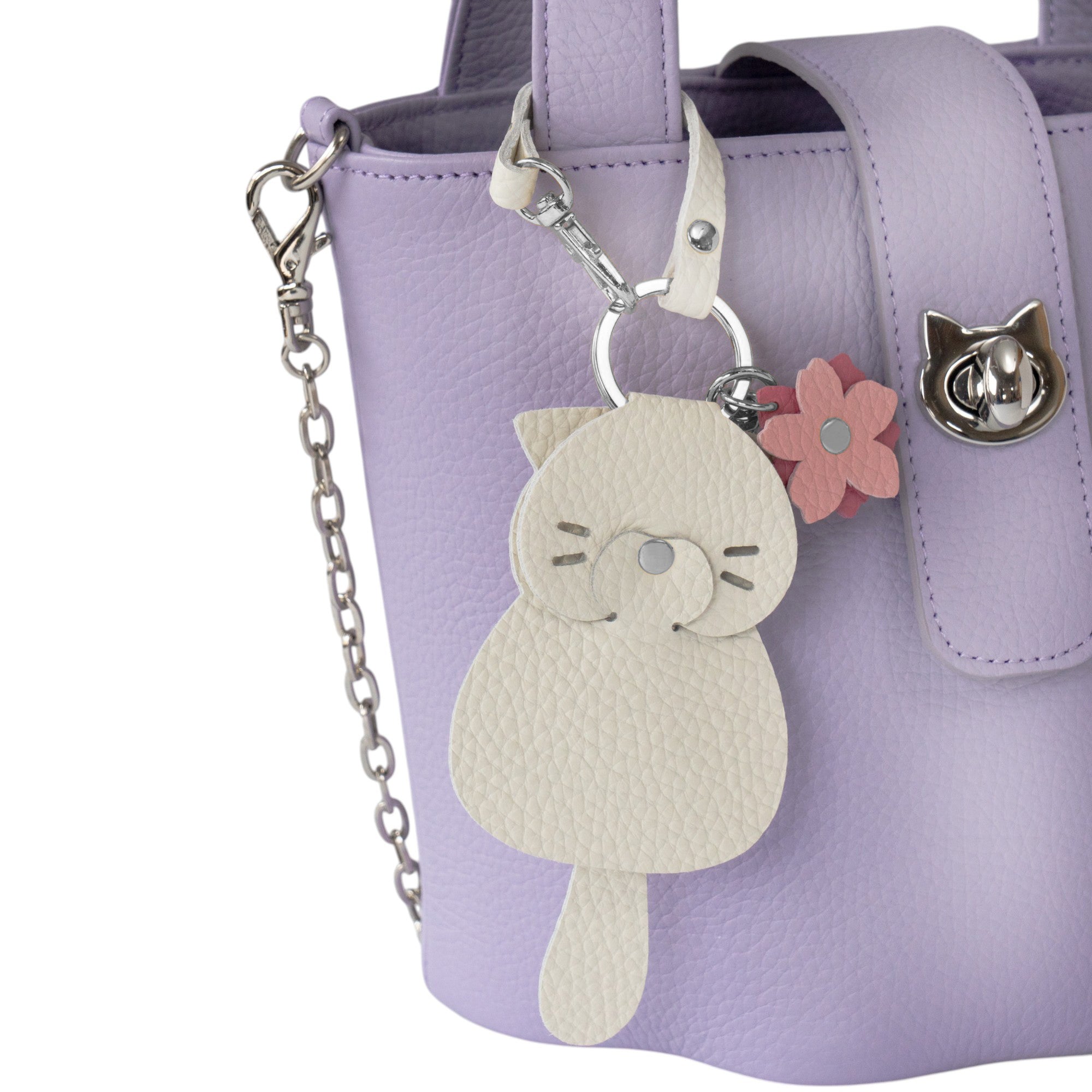 【3/20(金)20:00~ 数量限定】【さくらねこの日特別SET】チェーンショルダー付きミニバッグ・PAW (パウ) さくらねこチャームSET / ラベンダー