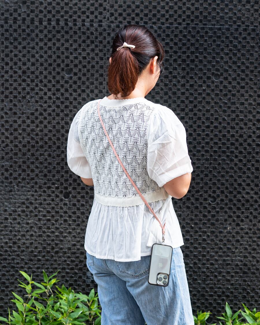 【おつとめ品セール】レザースマホストラップ(+ホルダー)シルバー金具 /122cm