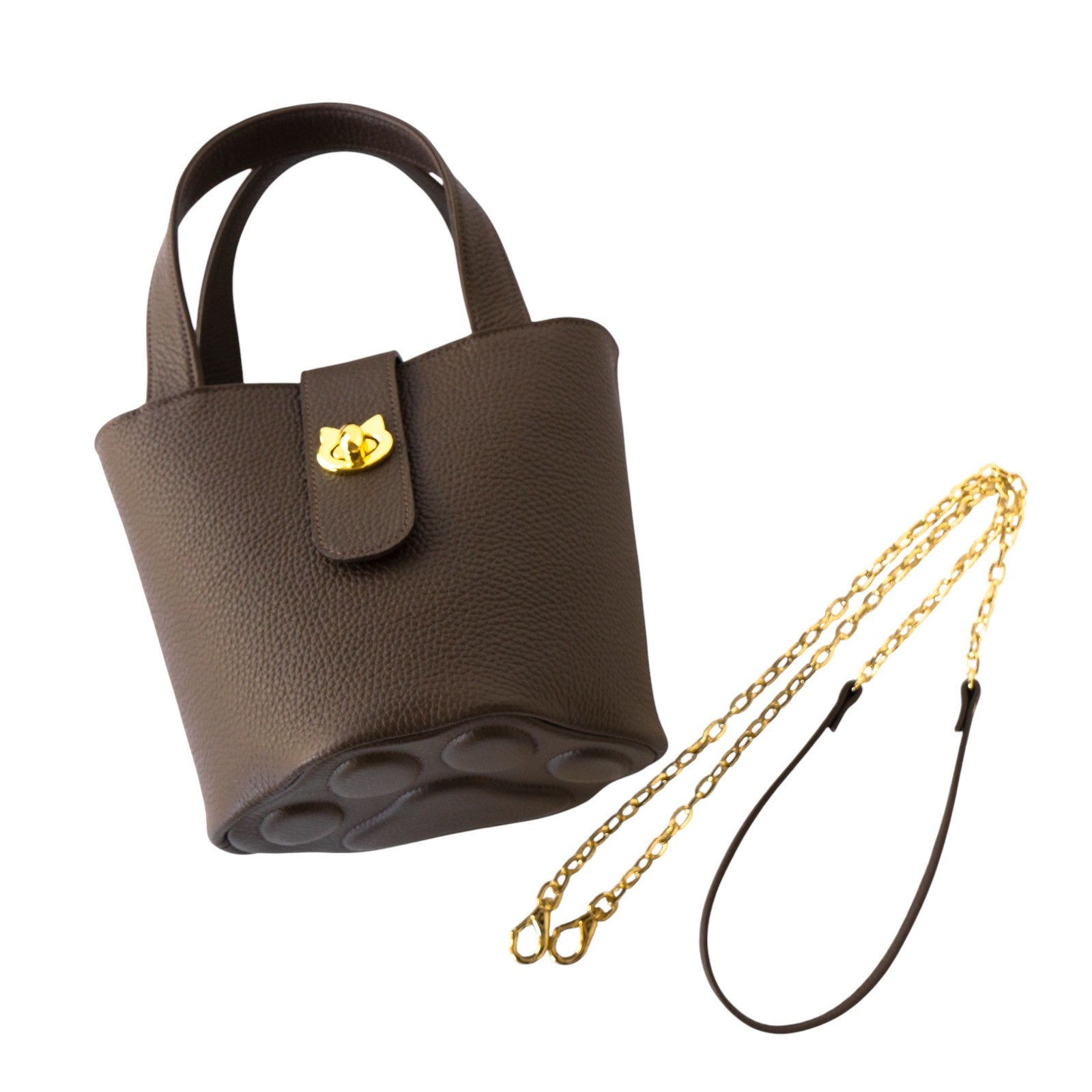 PAW Cuir Mache Mini Bag with Chain Shoulder Strap / Chocolate