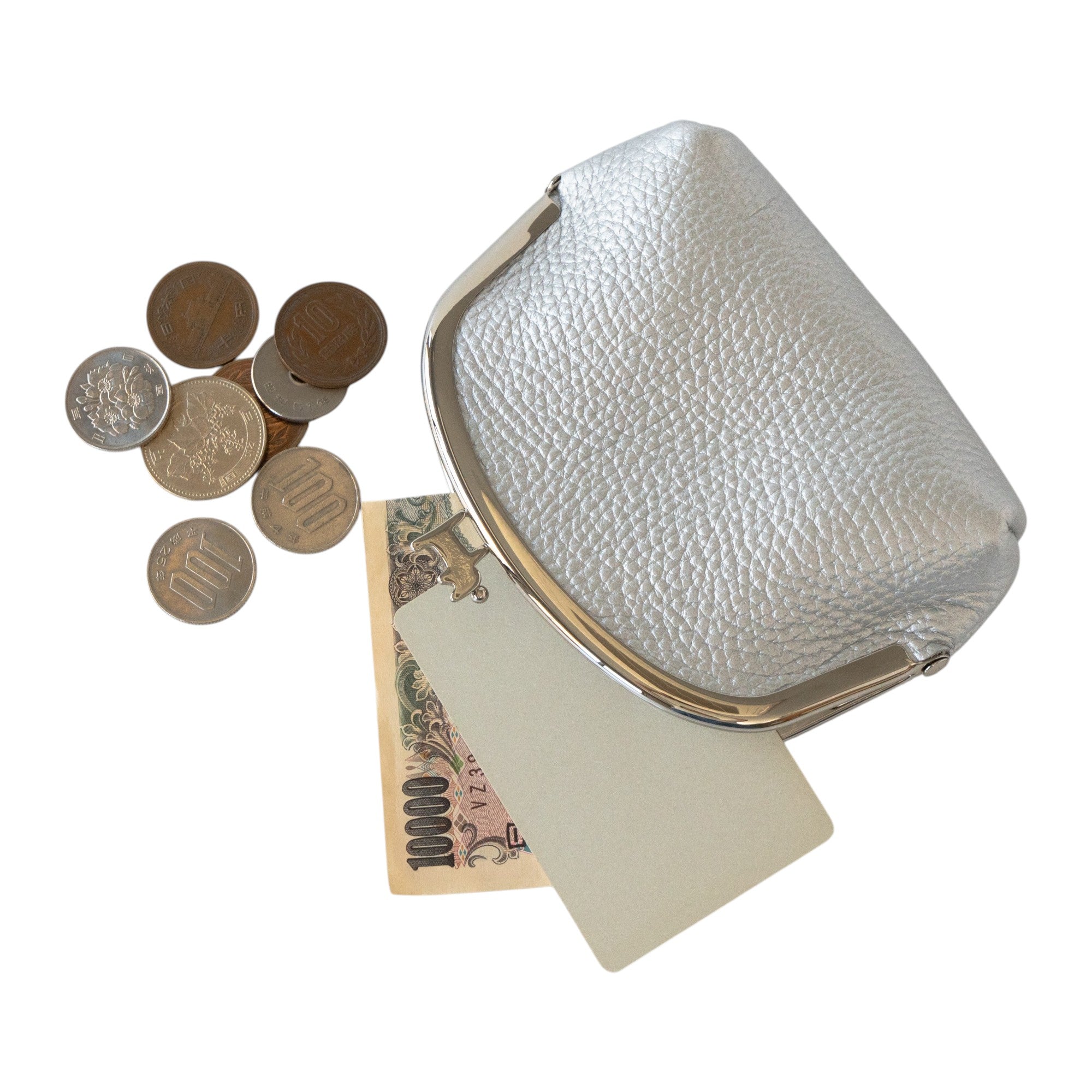 【期間限定:4/24(金)22:00〜26(日)】【受注生産】にゃまぐちポーチ キュイール・マッシュ / シルバー