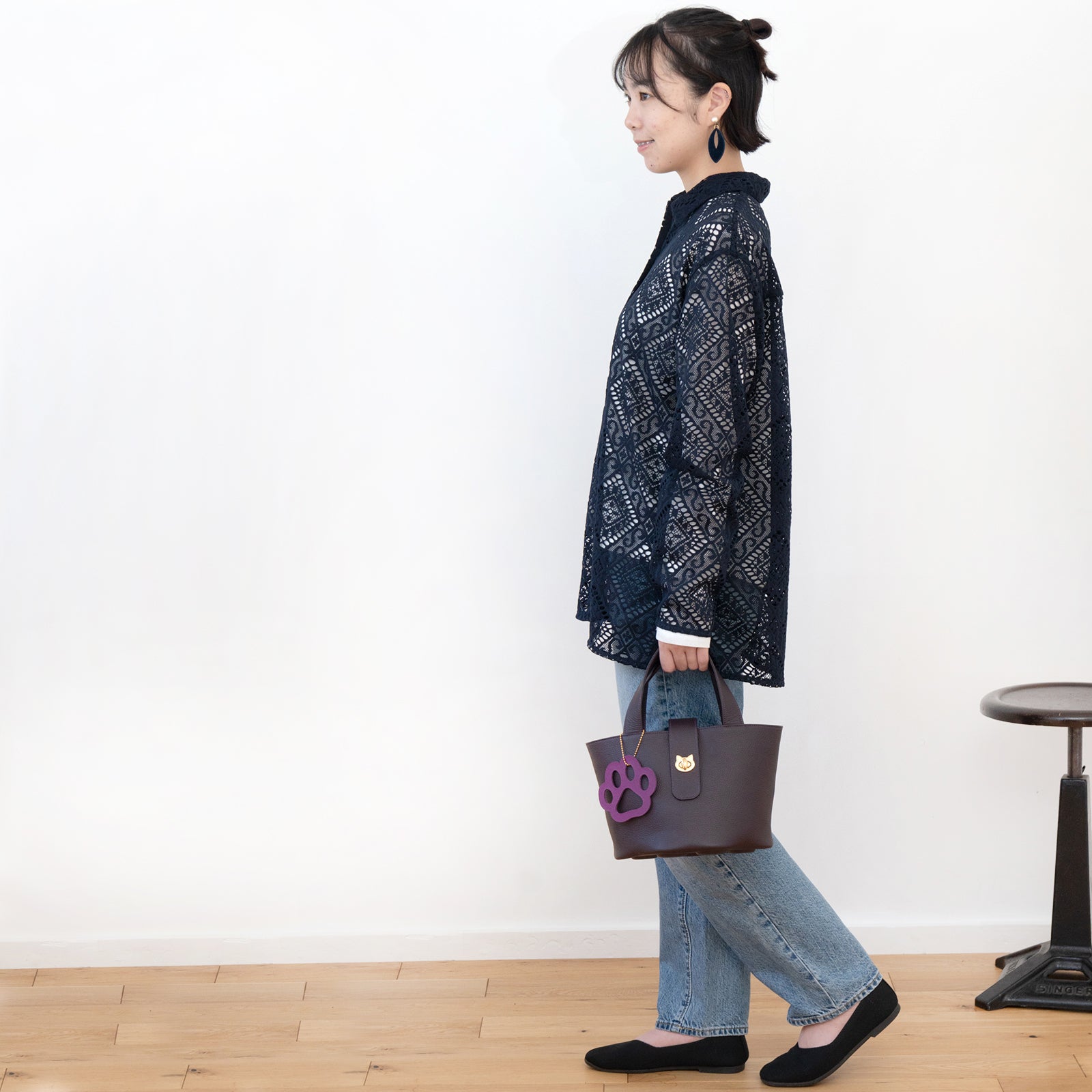 【1月中旬お届け】バケットバッグ PAW (パウ) 肉球チャームセット キュイールマッシュ / レザン