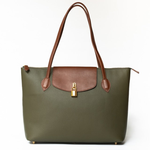 【おつとめ品セール】クロシェットA4トート キュイール・マッシュ/オリーブ