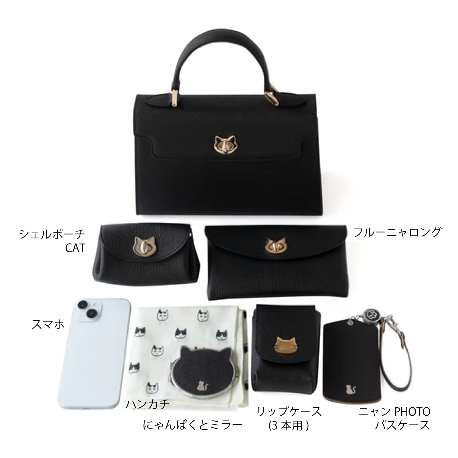 Handbag Nyanpanella 25 Cuir Minerva / Black