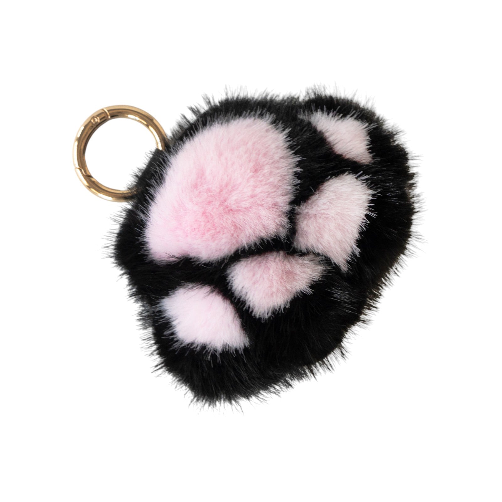 【12/7(日)22:00~ 26時間限定販売】もふもふBIG肉球チャーム / ブラック×ピンク