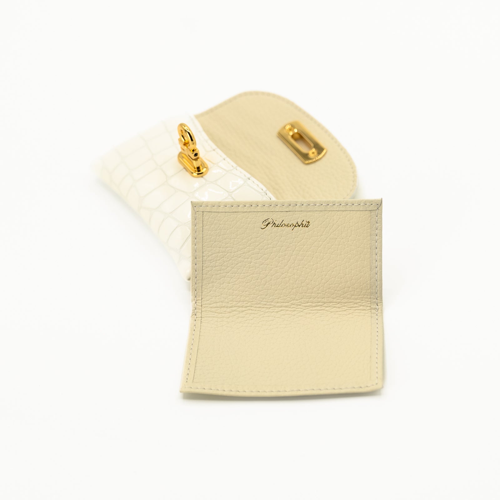 Leather flap mini wallet / Cromel