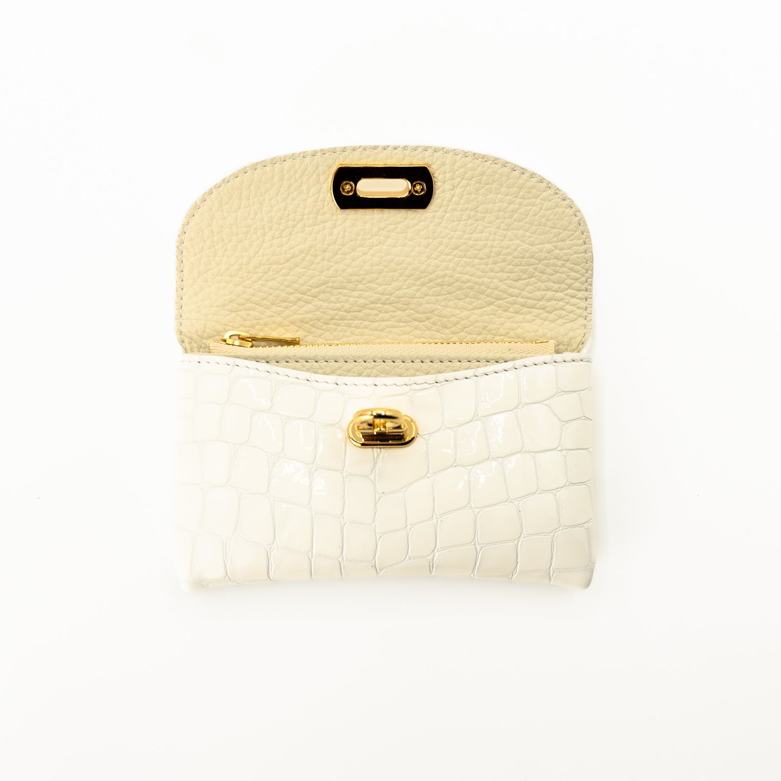 Leather flap middle wallet / Cromel