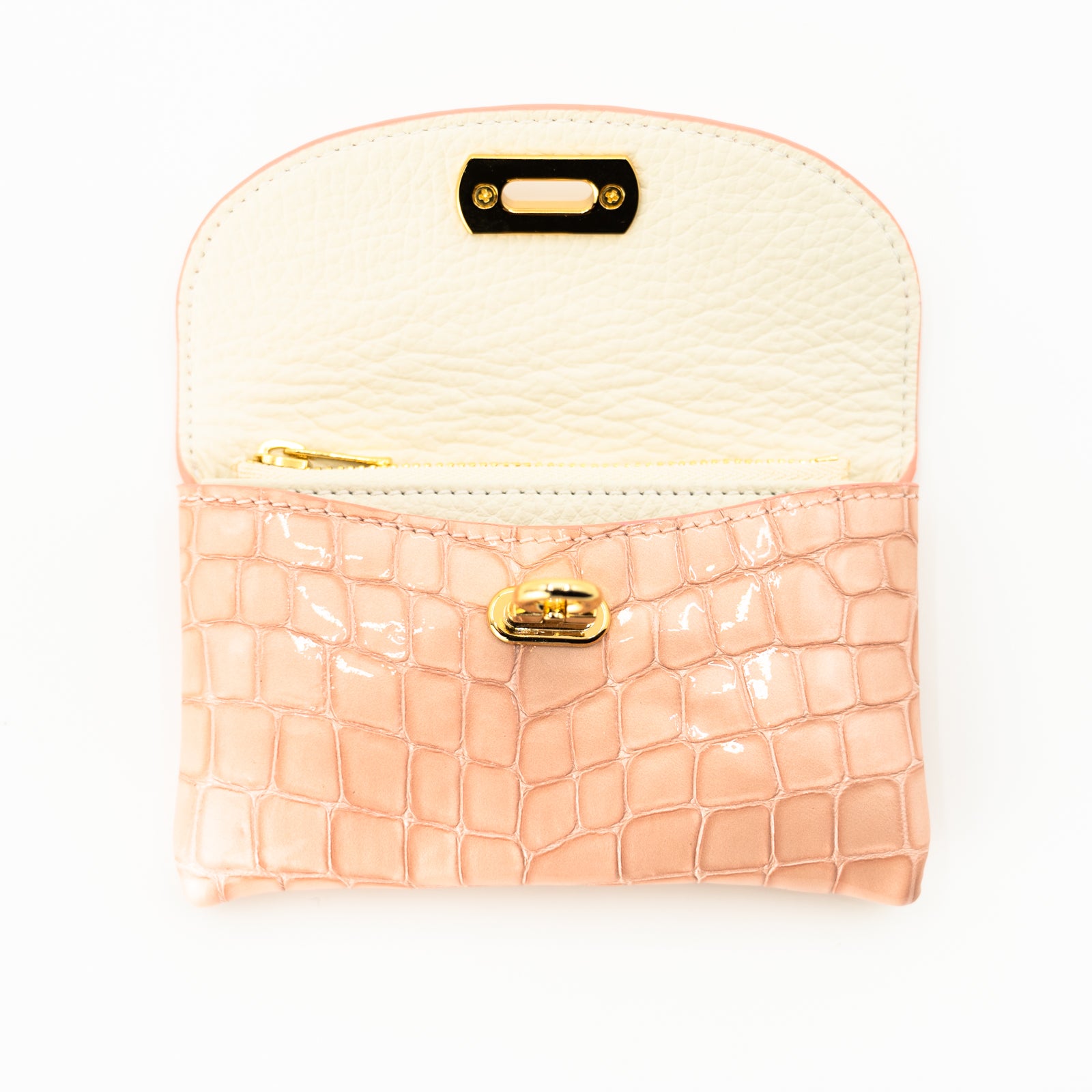 Leather flap middle wallet / Cromel