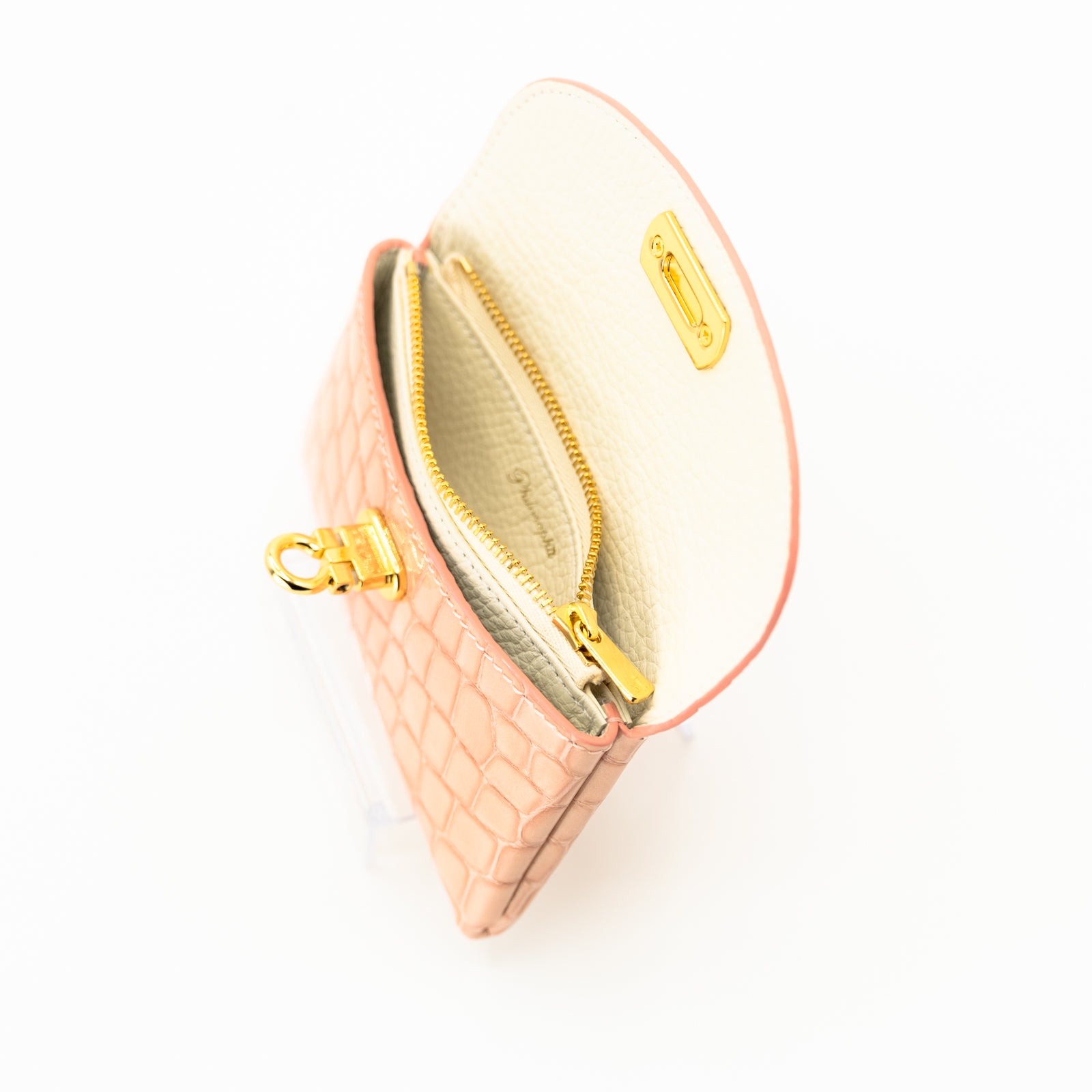 Leather flap middle wallet / Cromel
