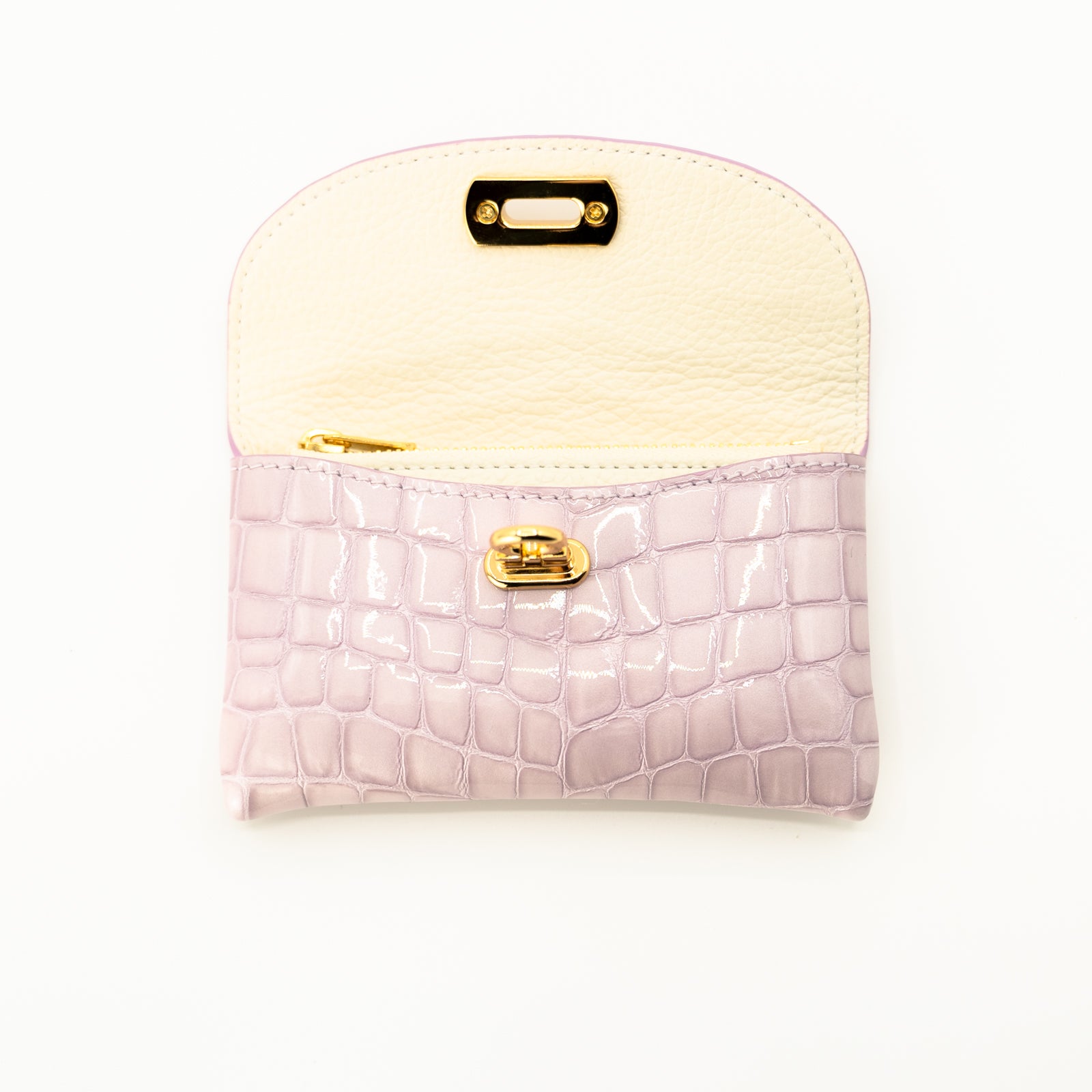 Leather flap middle wallet / Cromel