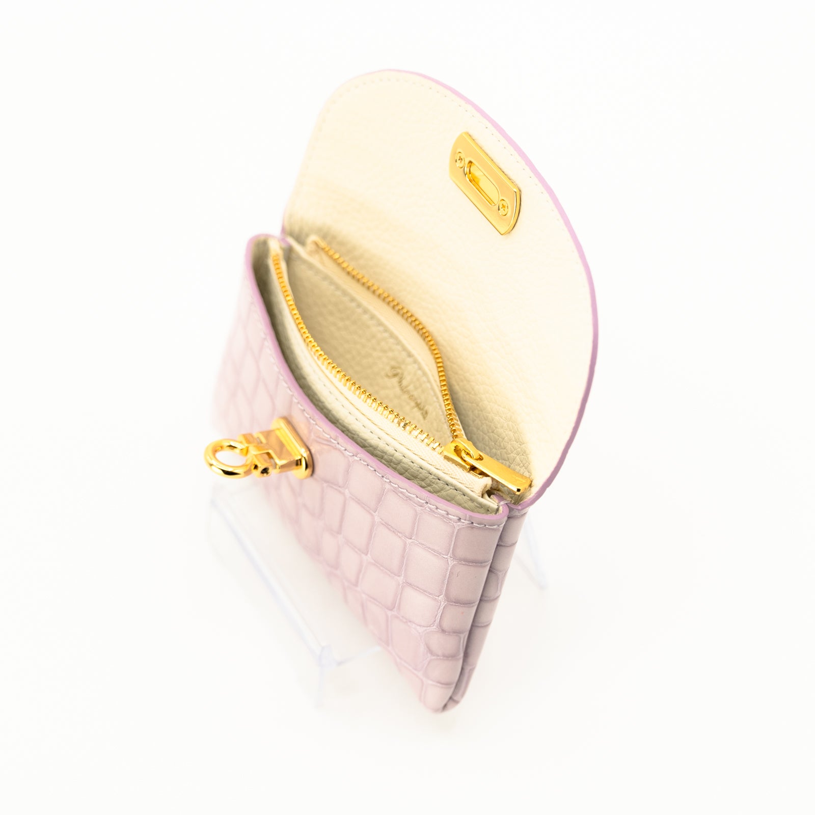 Leather flap middle wallet / Cromel