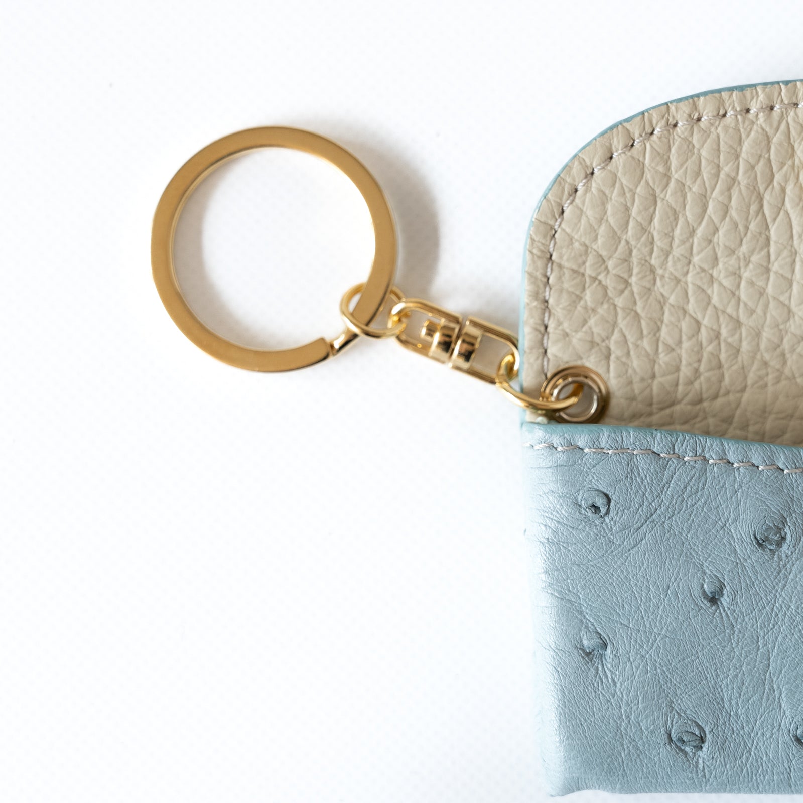 Soft leather flap minimini key ring ostrich