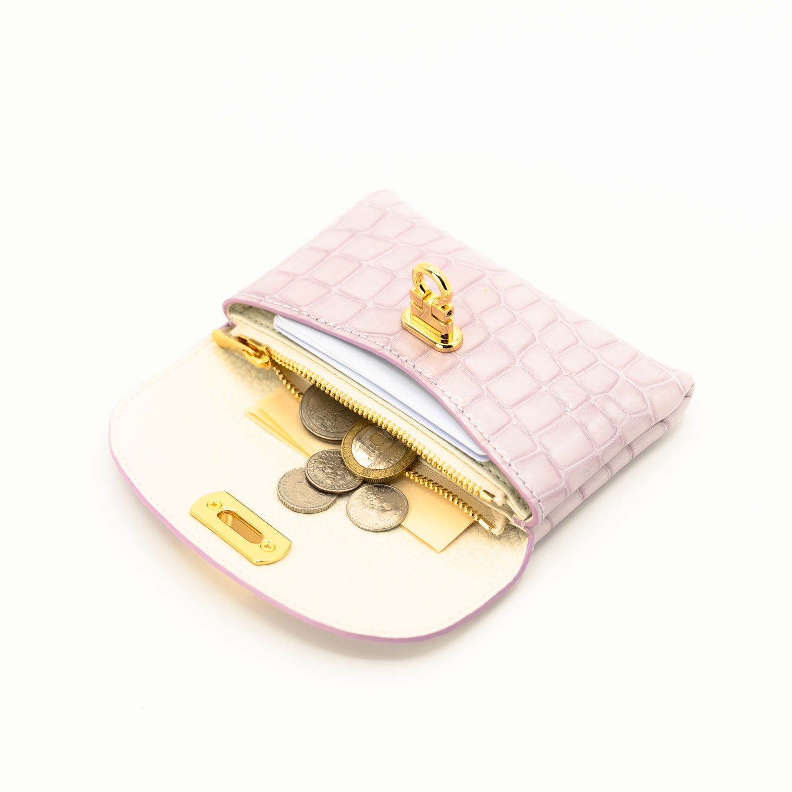 Leather flap middle wallet / Cromel