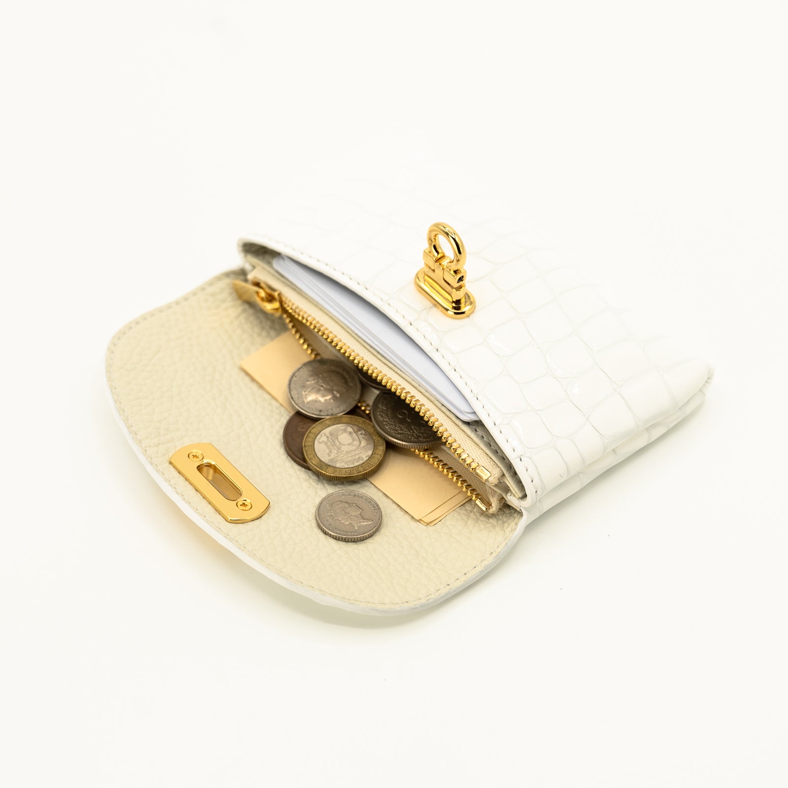 Leather flap middle wallet / Cromel