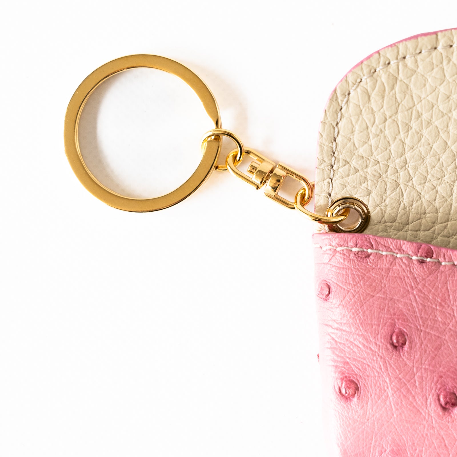 Soft leather flap minimini key ring ostrich